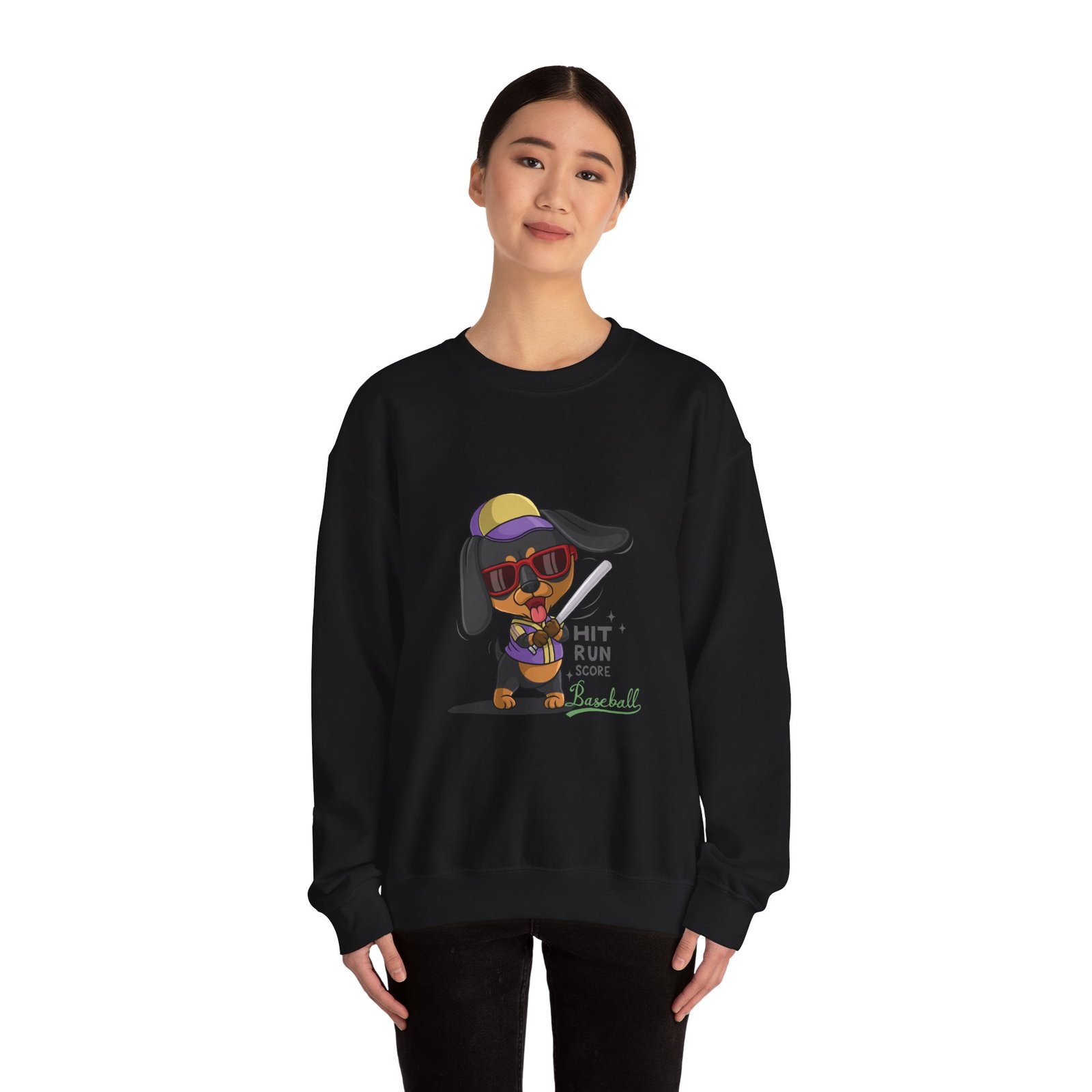 Baseball Dog Hitting and Running Graphic Design - Sweatshirt - Image 4