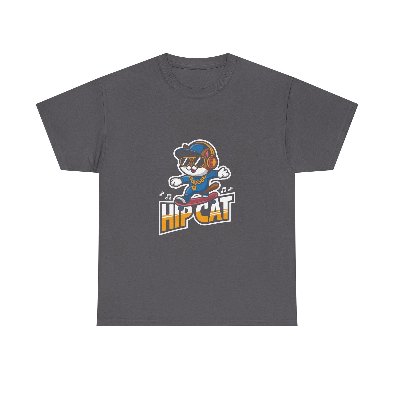 Hip Cat Wearing Stylish Headphones Graphic Design - T-shirt - Image 5