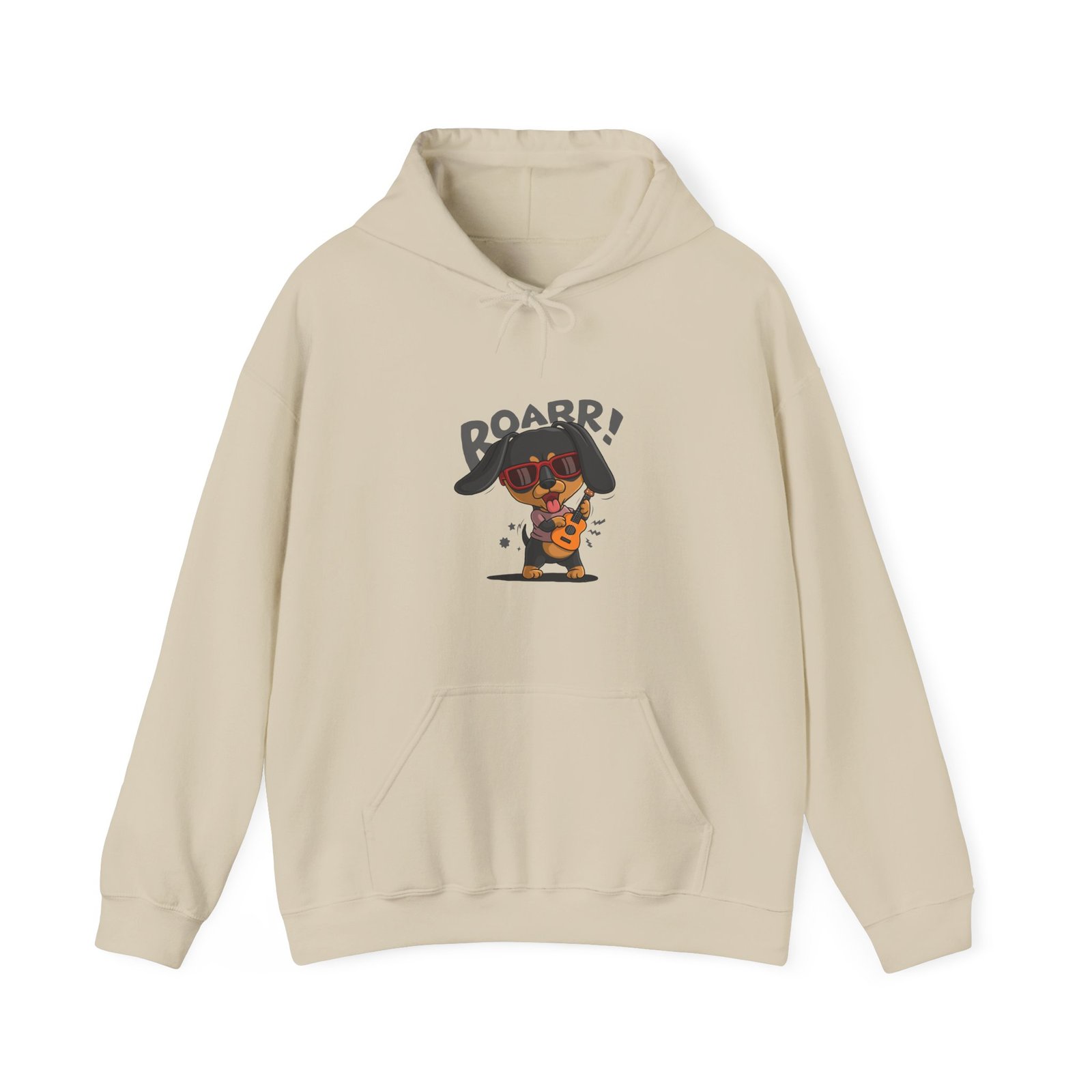 Roaring Dog Playing Electric Guitar Graphic Art - Hoodie - Image 5