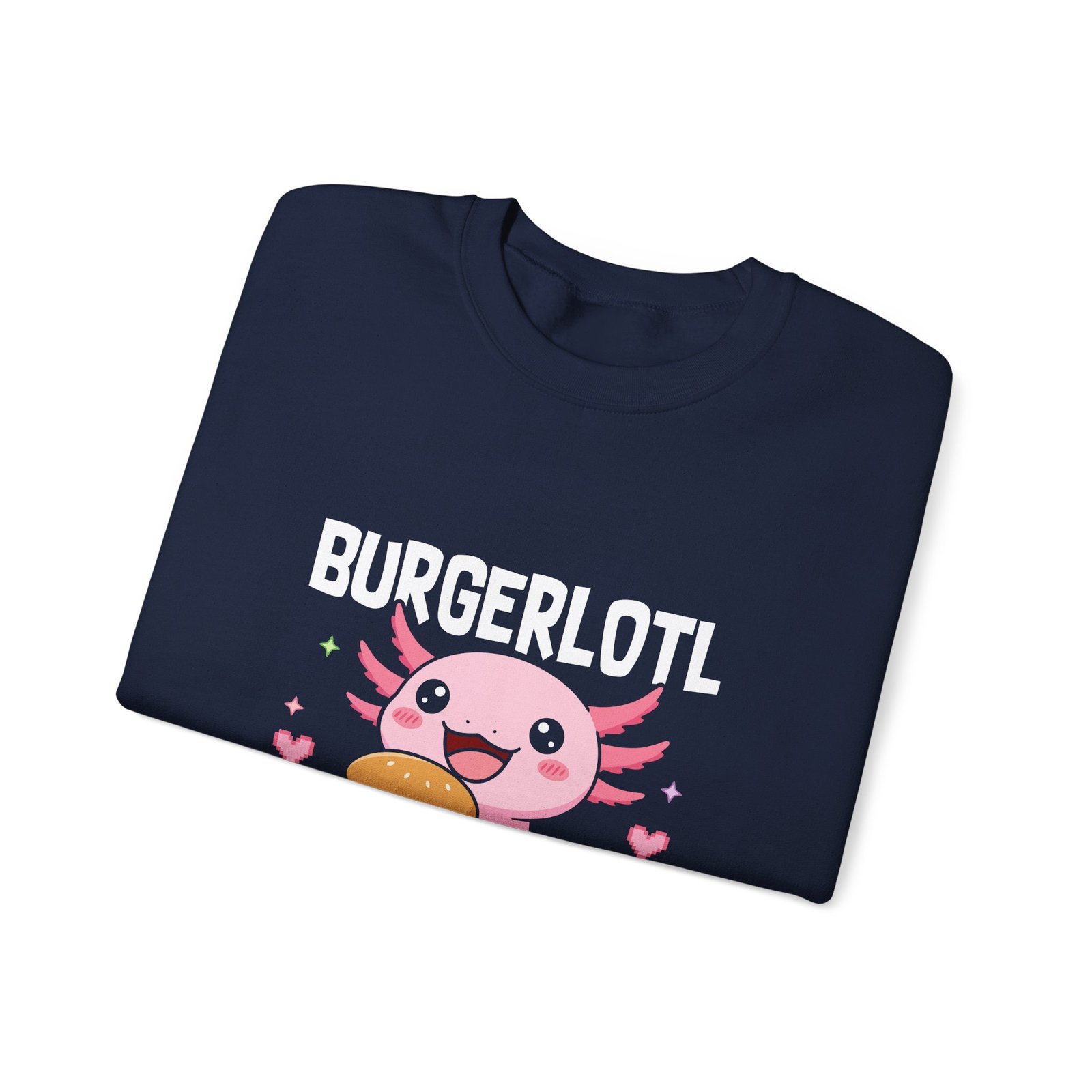 Adorable Axolotl Holding a Delicious Tasty Burger Illustration - Sweatshirt - Image 11