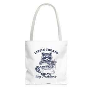 Little Treats Solve Big Problems Funny Raccoon Cartoon Design- Tote Bag