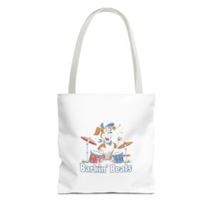 Barkin Beats Playful Drumming Dog Cartoon Design - Tote Bag