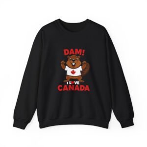 Cute Cartoon Beaver Holding Canadian Flag Illustration - Sweatshirt