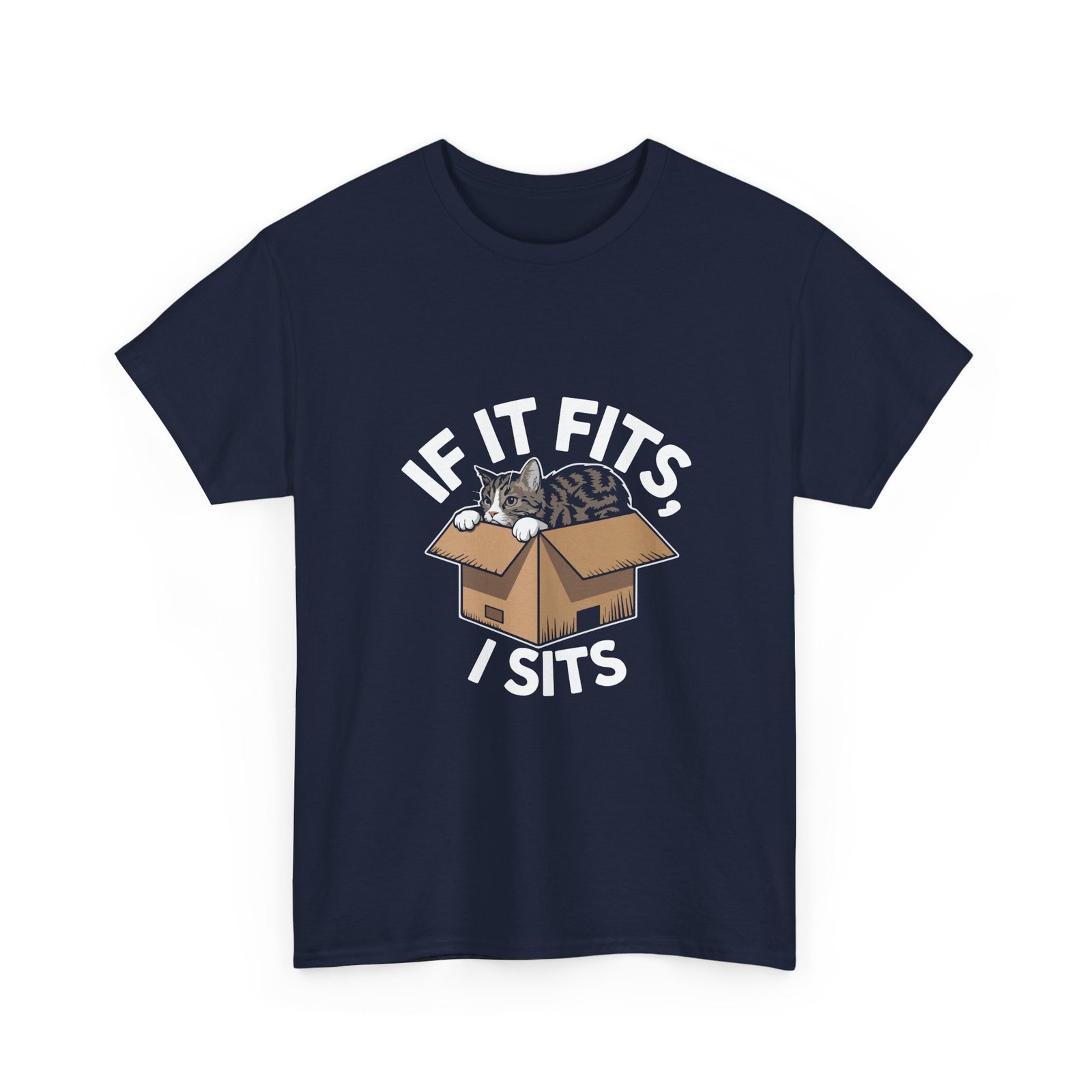 Cute Box Cat Illustration with If It Fits I Sits Quote - T-shirt - Image 11