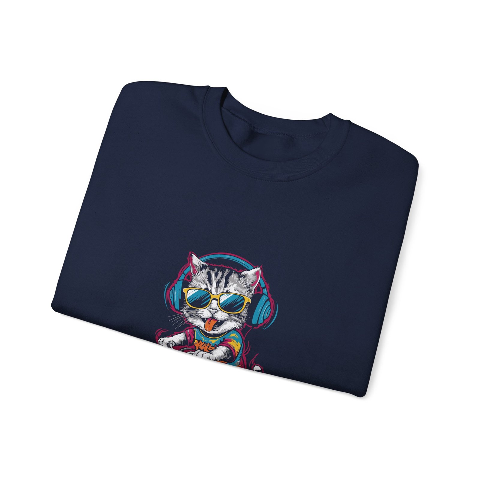 Cool Biker Cat Wearing Stylish Sunglasses Graphic - Sweatshirt - Image 11