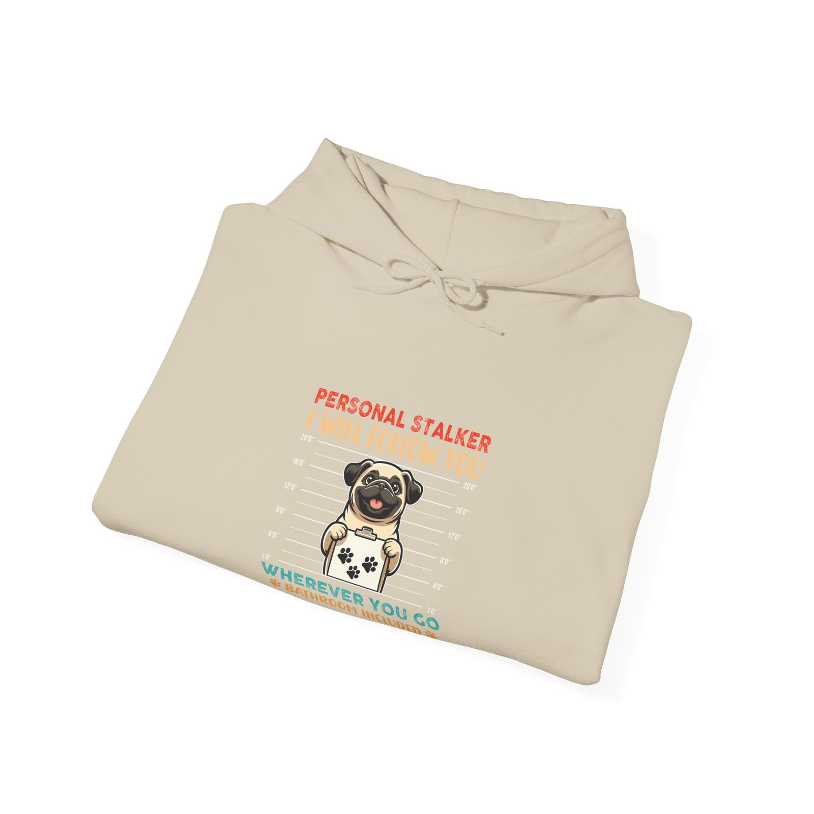 Funny Stalker Pug Mugshot Illustration with Cute Canine Character - Hoodie - Image 8