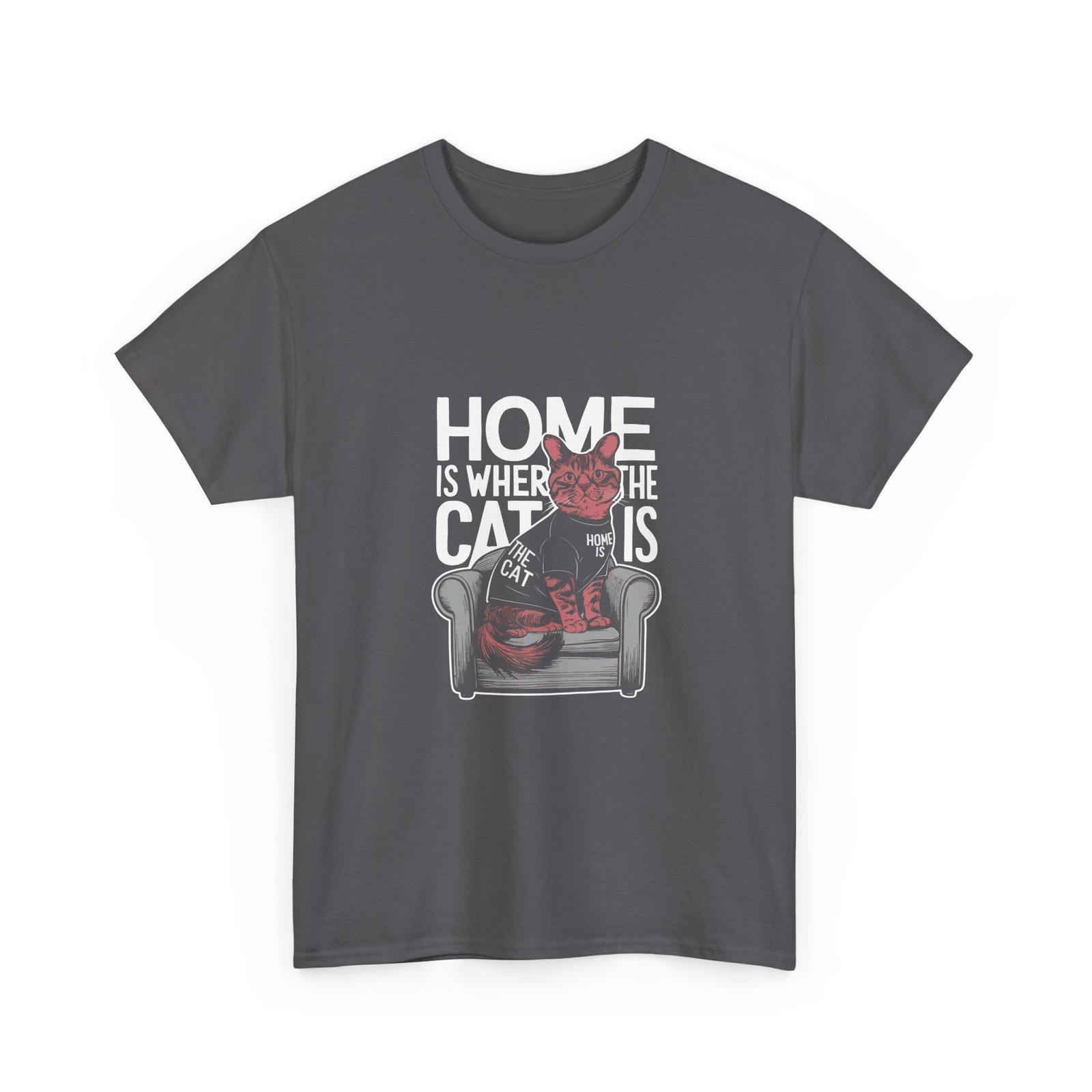 Home Is Where The Cat Is Cozy Cat Lover Graphic - T-shirt - Image 7