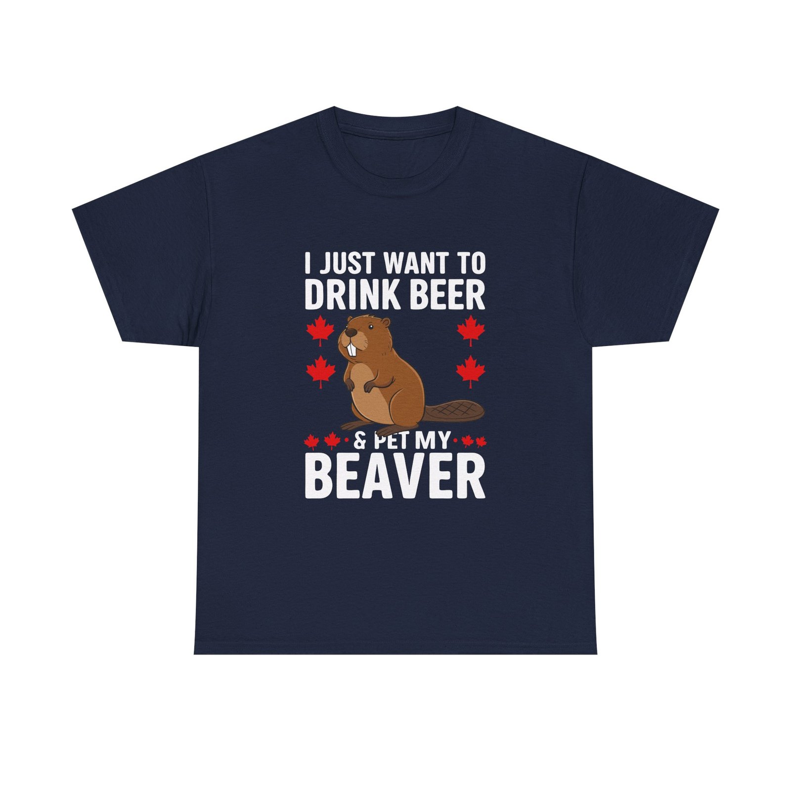 Funny Cartoon Beaver Enjoying Beer in Canada Design- T-shirt - Image 9