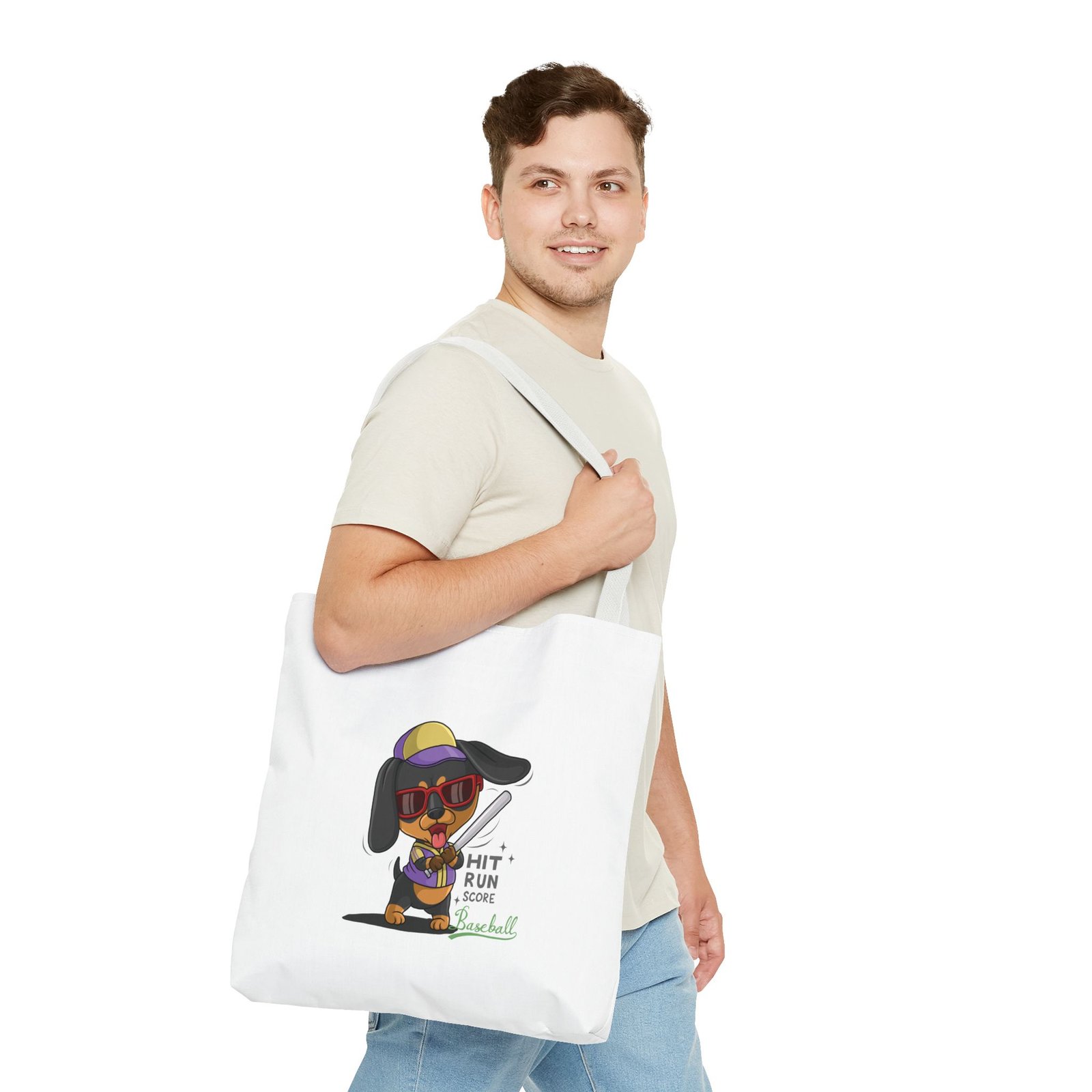 Playful Baseball Dog Hit and Run Graphic - Tote Bag - Image 11