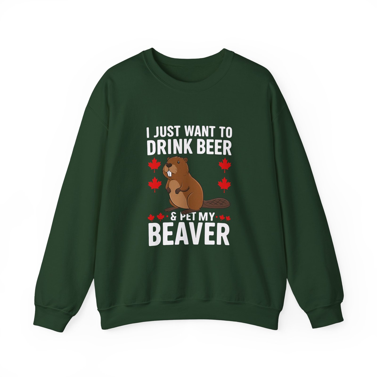 Funny Cartoon Beaver Enjoying Beer in Canada Design - Sweatshirt - Image 5