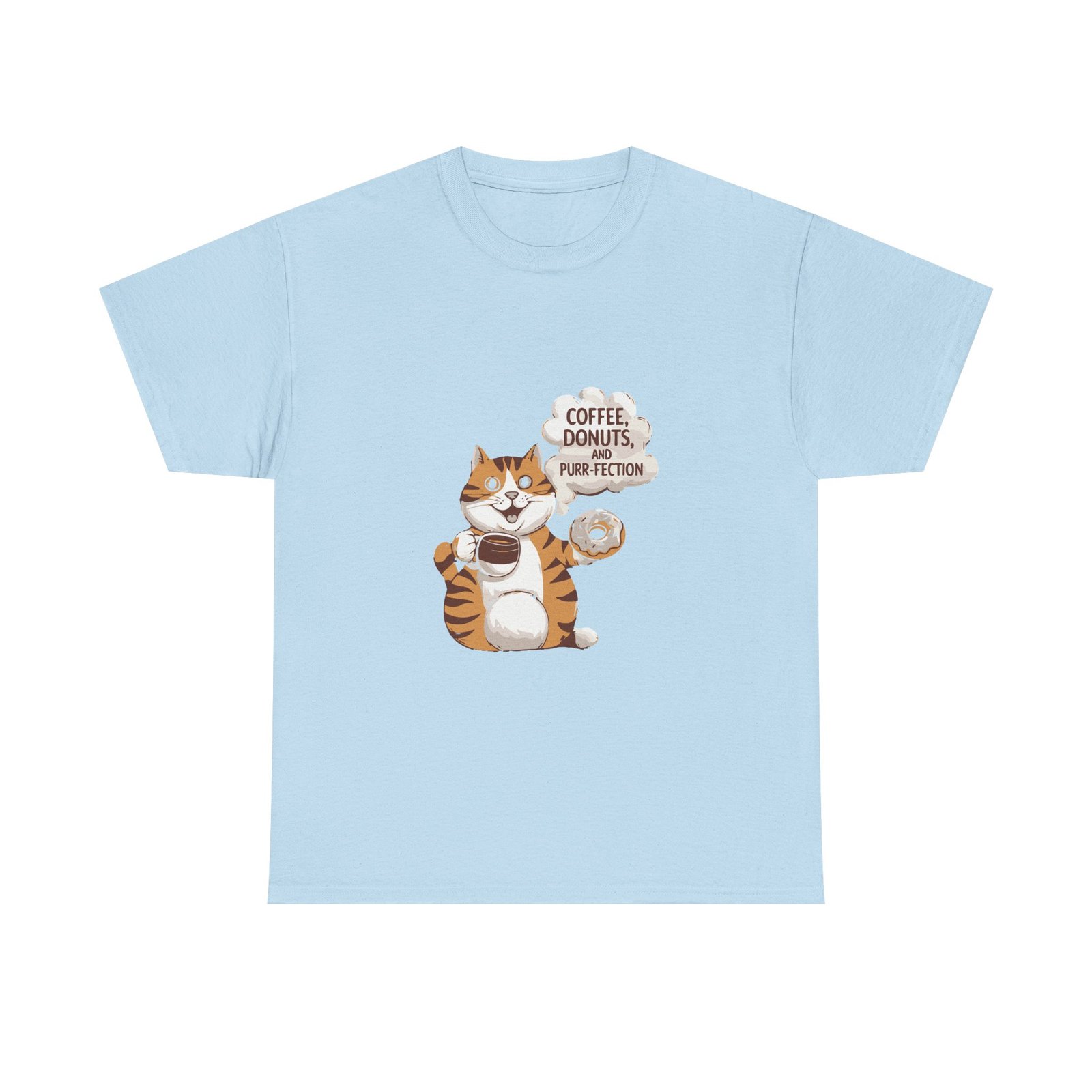 Cute Orange Cat with Coffee and Donuts Illustration - T-shirt - Image 9