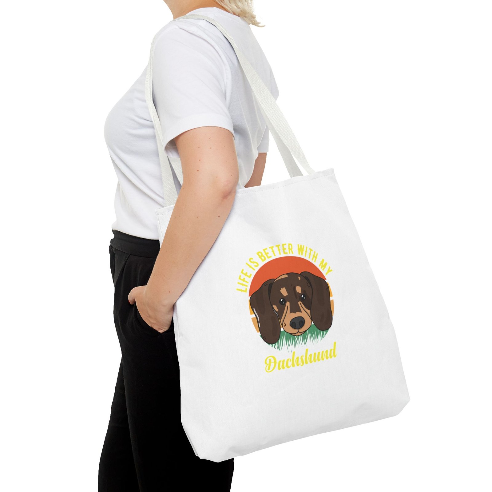 Dachshund Life Is Better Inspirational Dog Breed Design - Tote Bag - Image 12