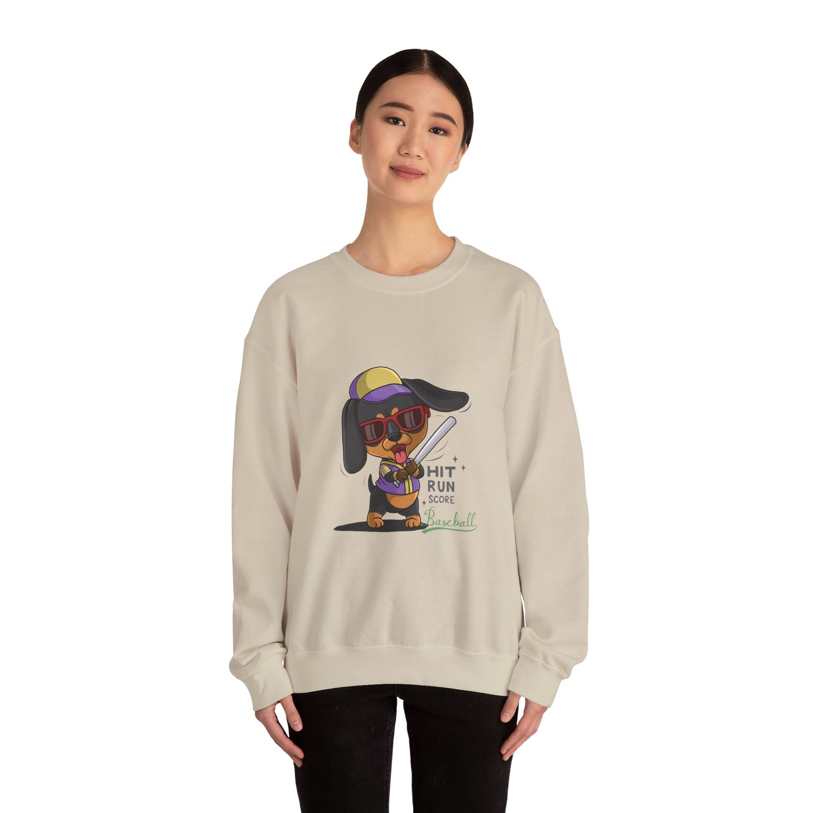Playful Baseball Dog Hit and Run Graphic - Sweatshirt - Image 8