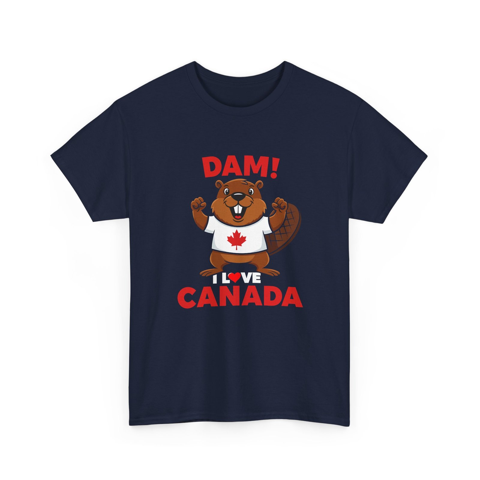 Cute Cartoon Beaver Holding Canadian Flag Illustration- T-shirt - Image 11