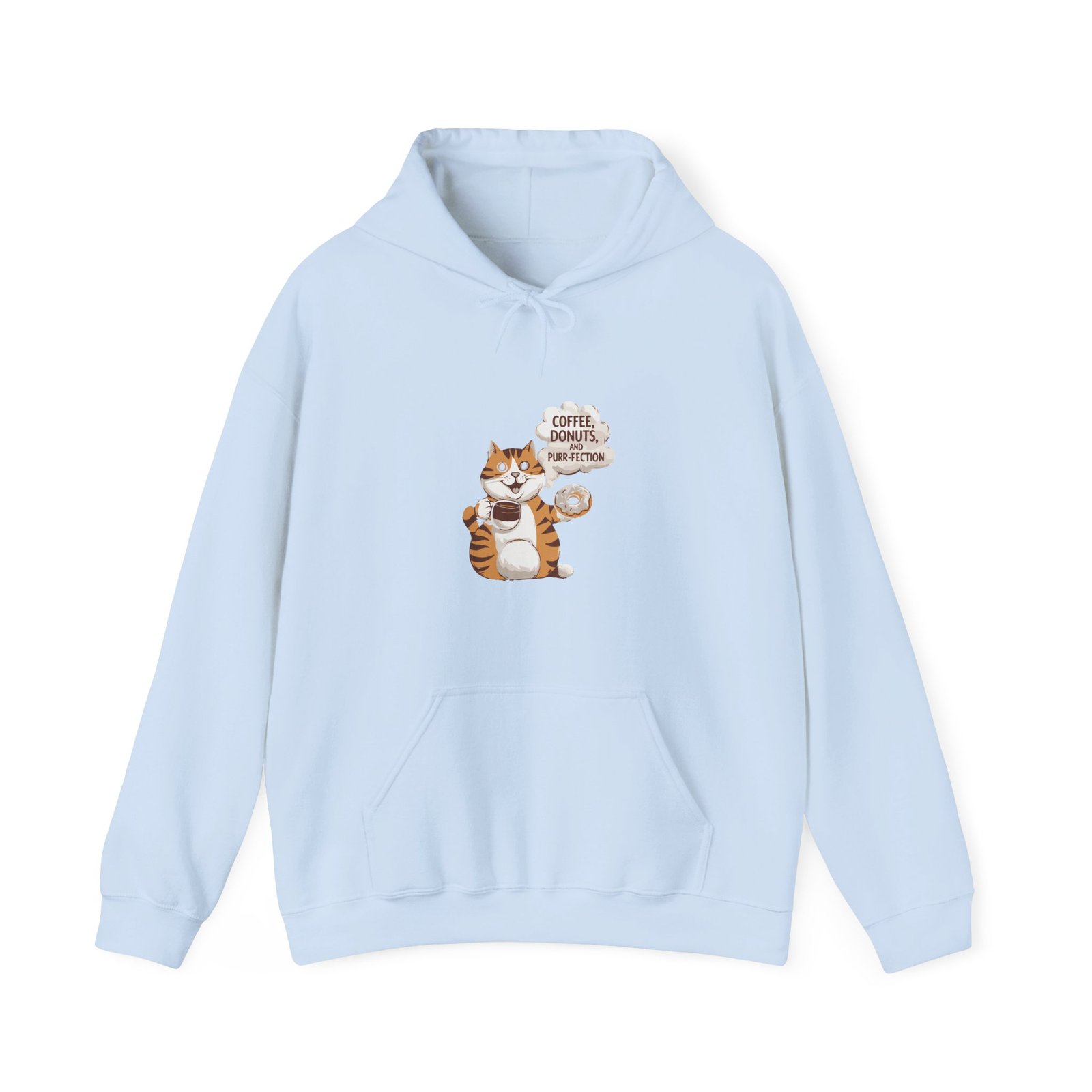 Cute Orange Cat with Coffee and Donuts Illustration - Hoodie - Image 9