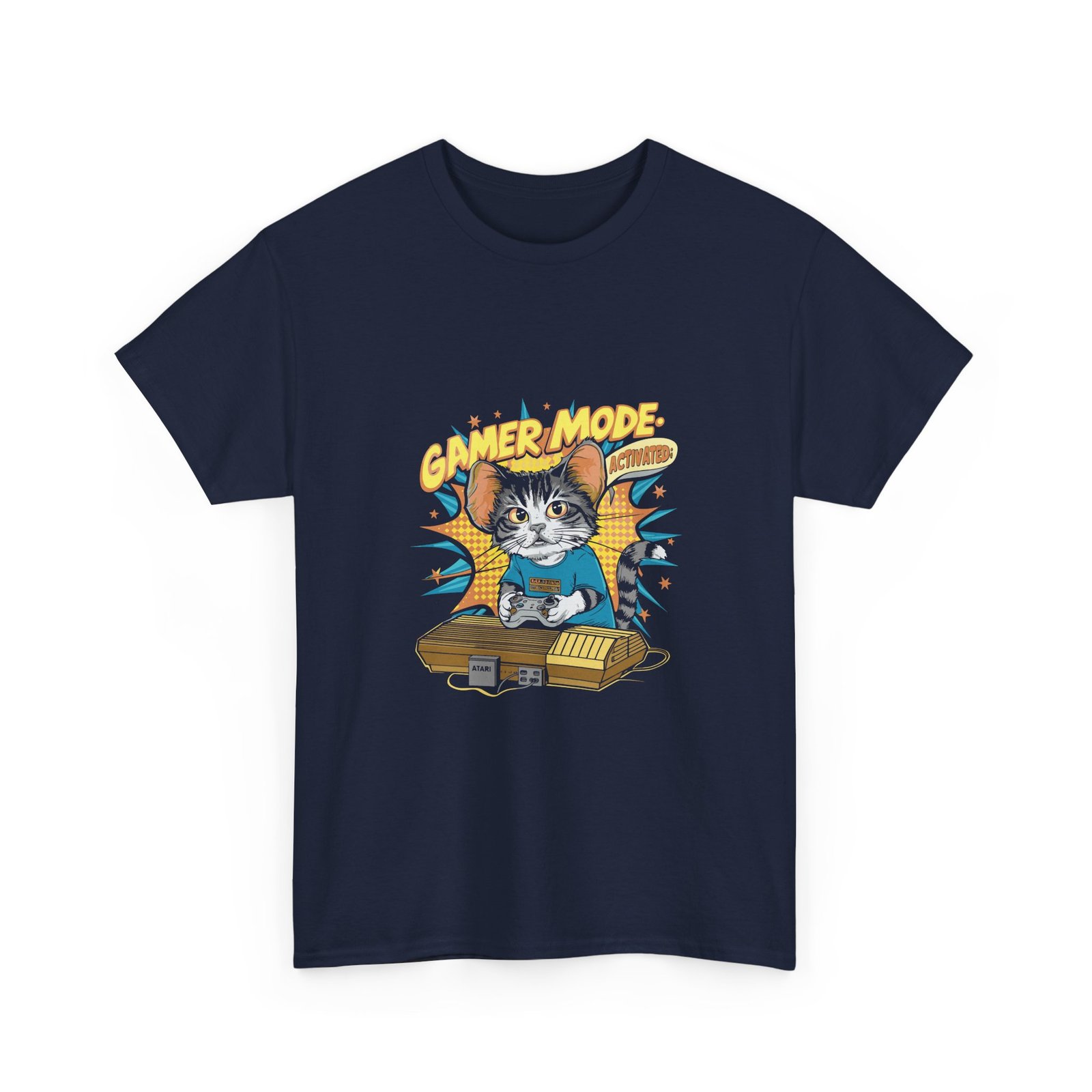 Gamer Mode Keyboard Cat with Headphones and Neon Lights - T-shirt - Image 11