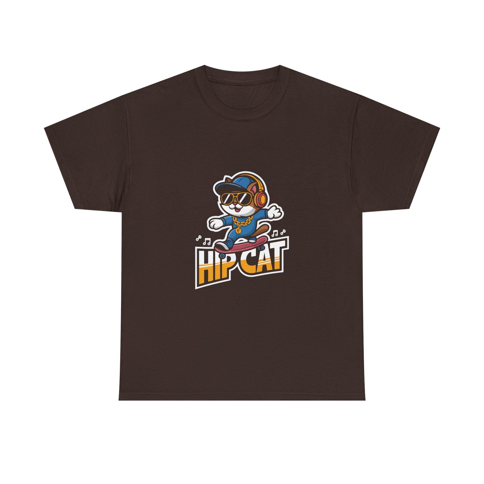 Hip Cat Wearing Stylish Headphones Graphic Design - T-shirt