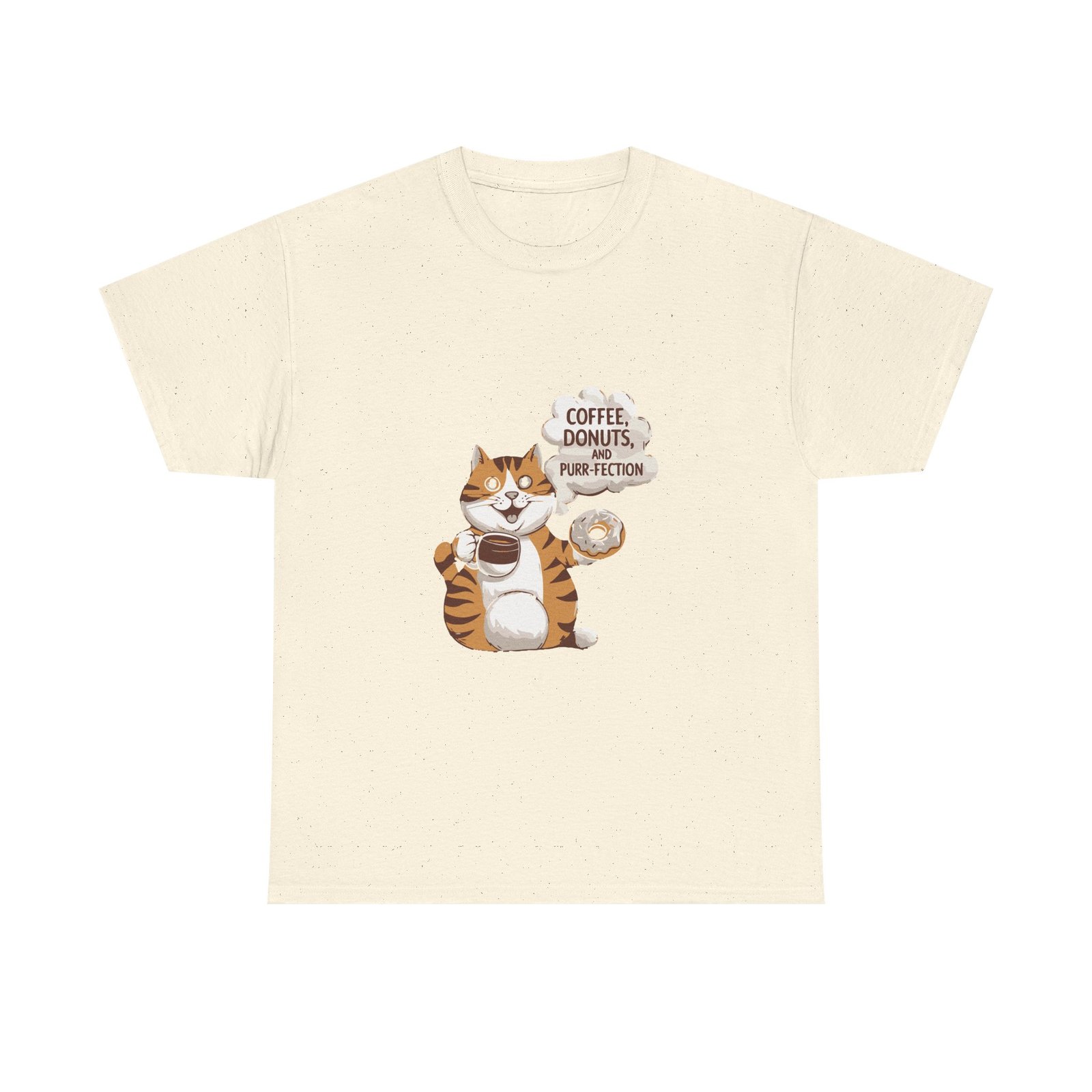 Cute Orange Cat with Coffee and Donuts Illustration - T-shirt - Image 5