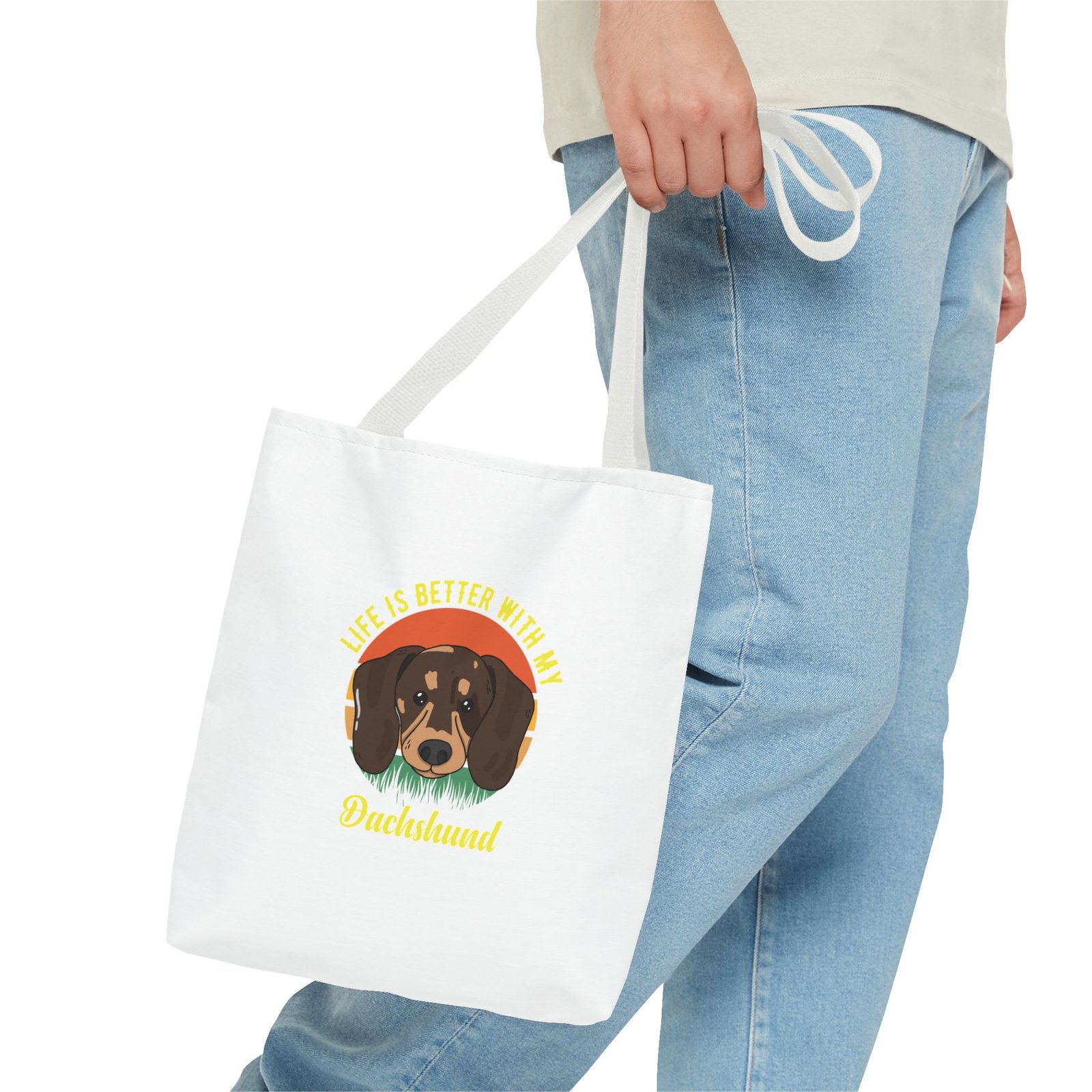 Dachshund Life Is Better Inspirational Dog Breed Design - Tote Bag - Image 3