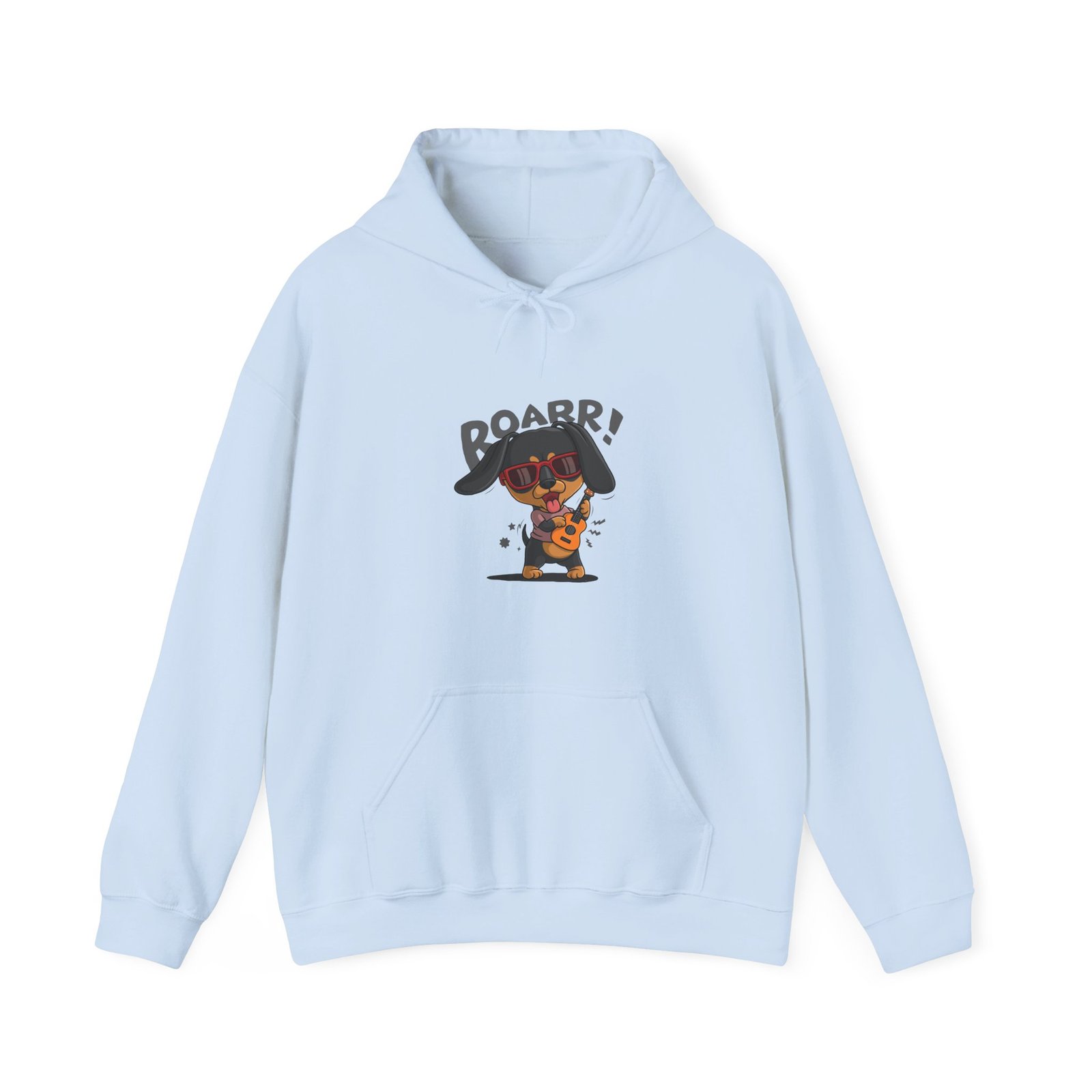 Roaring Dog Playing Electric Guitar Graphic Art - Hoodie - Image 9