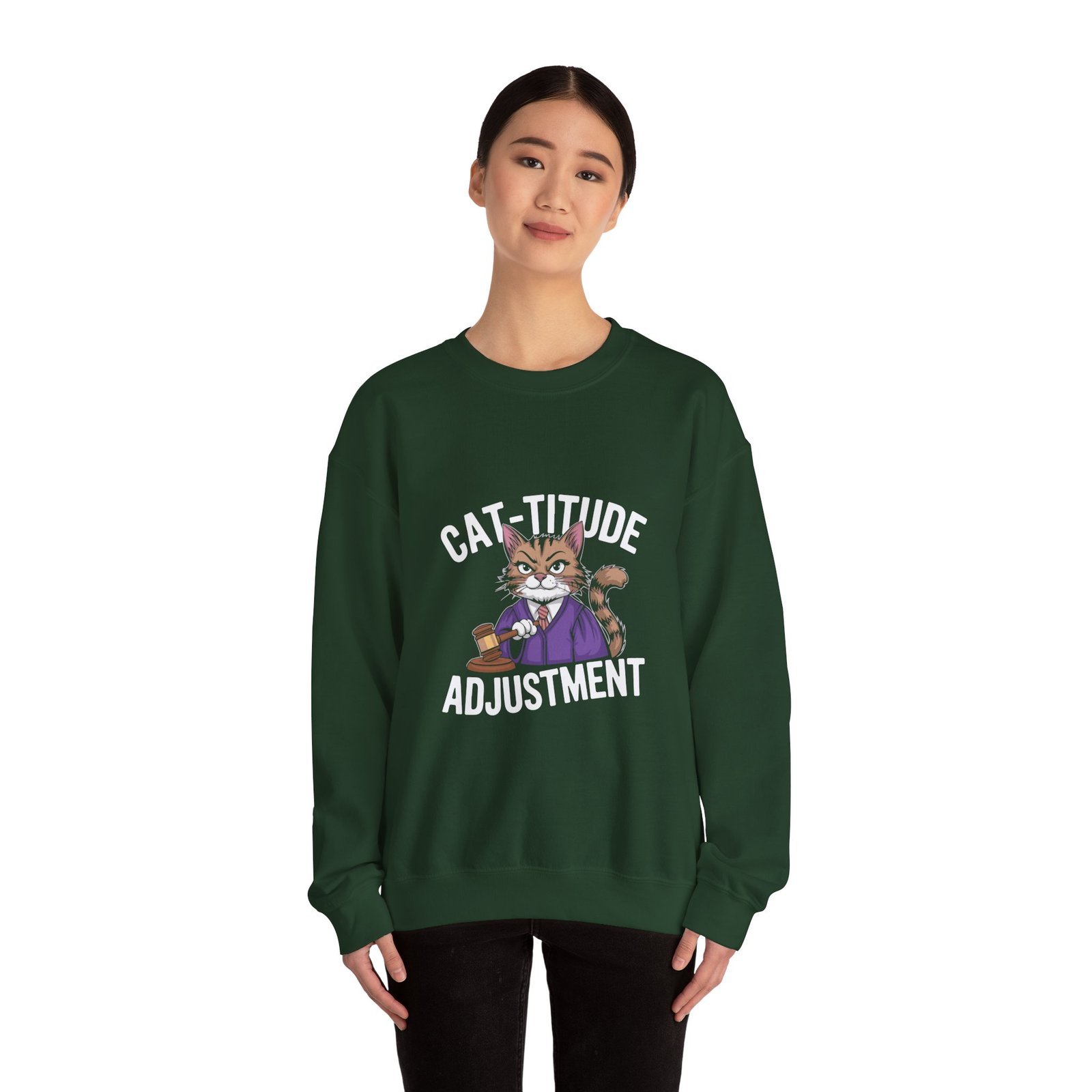 Cat-titude Adjustment Bold Cat Attitude Typography Design - Sweatshirt - Image 8