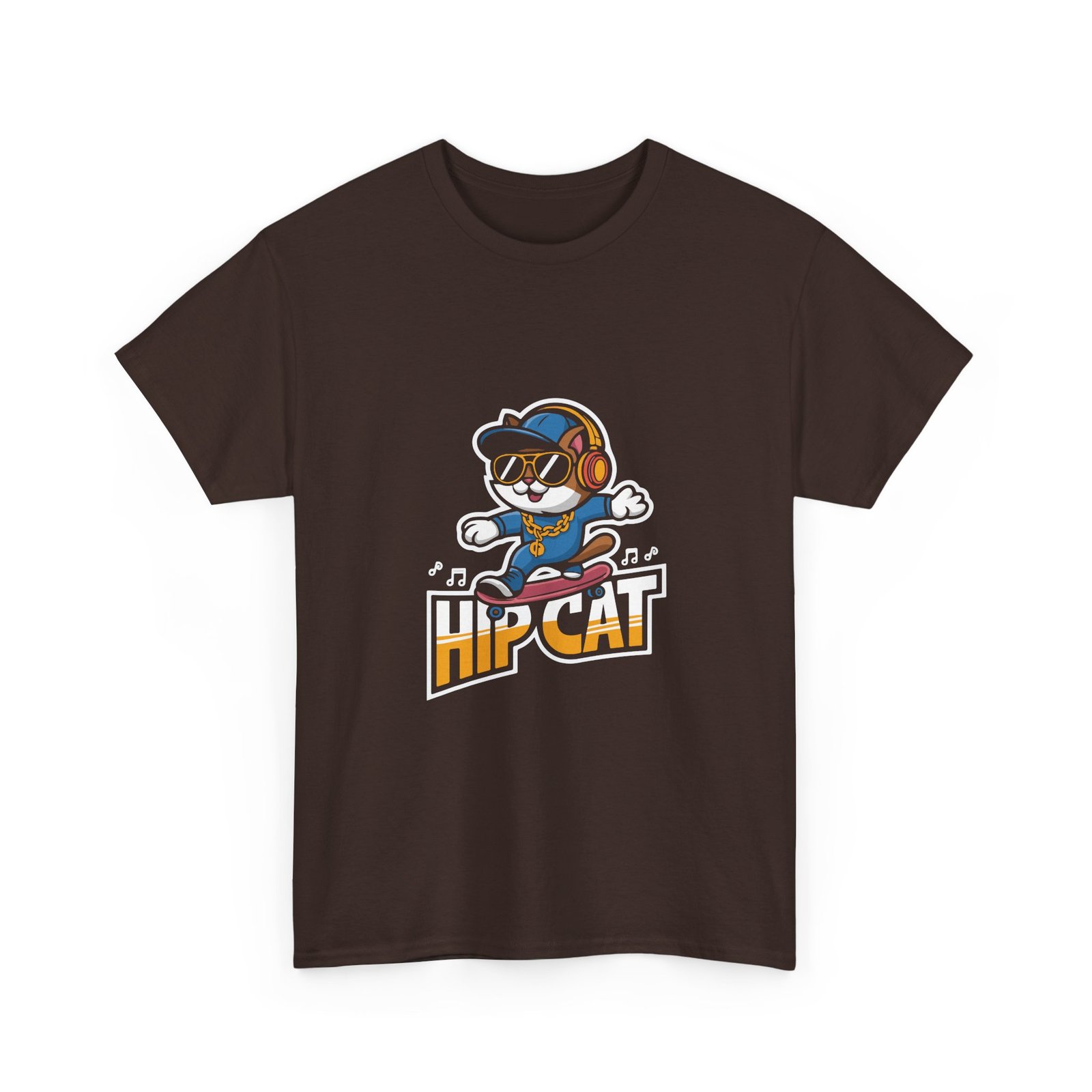 Hip Cat Wearing Stylish Headphones Graphic Design - T-shirt - Image 3