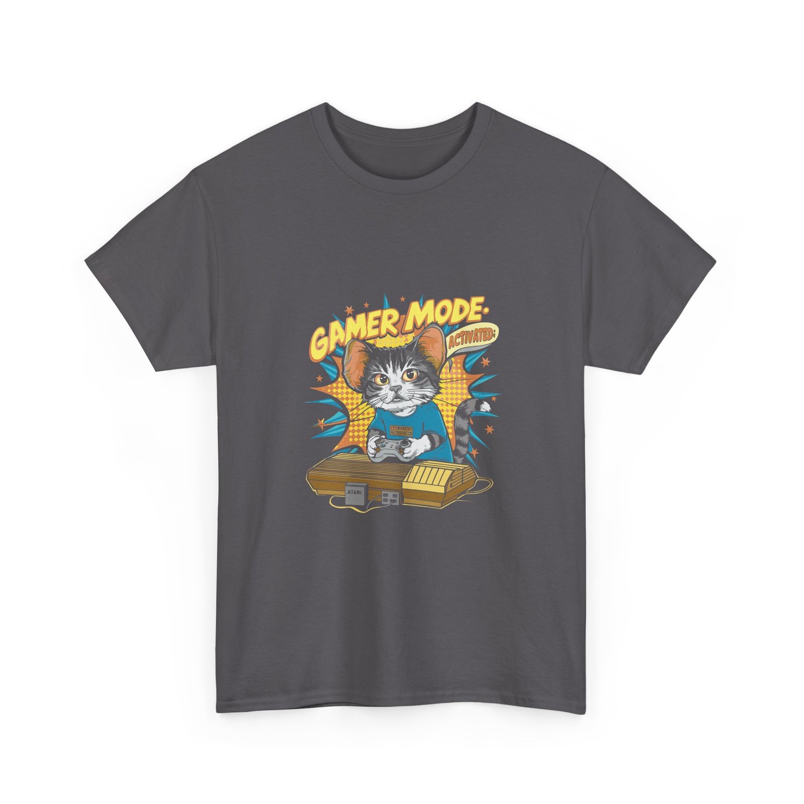 Gamer Mode Keyboard Cat with Headphones and Neon Lights - T-shirt - Image 7