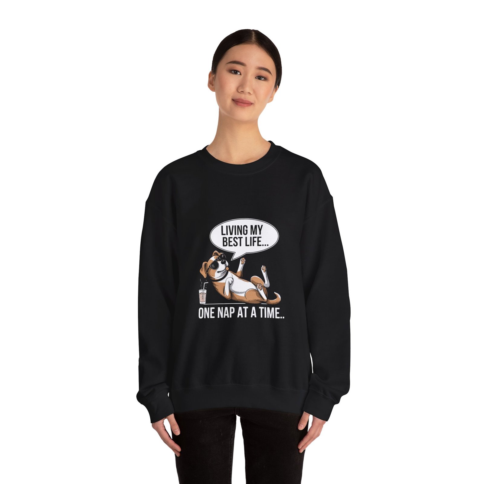 Living My Best Life Dog Fun Cheerful Graphic - Sweatshirt - Image 4