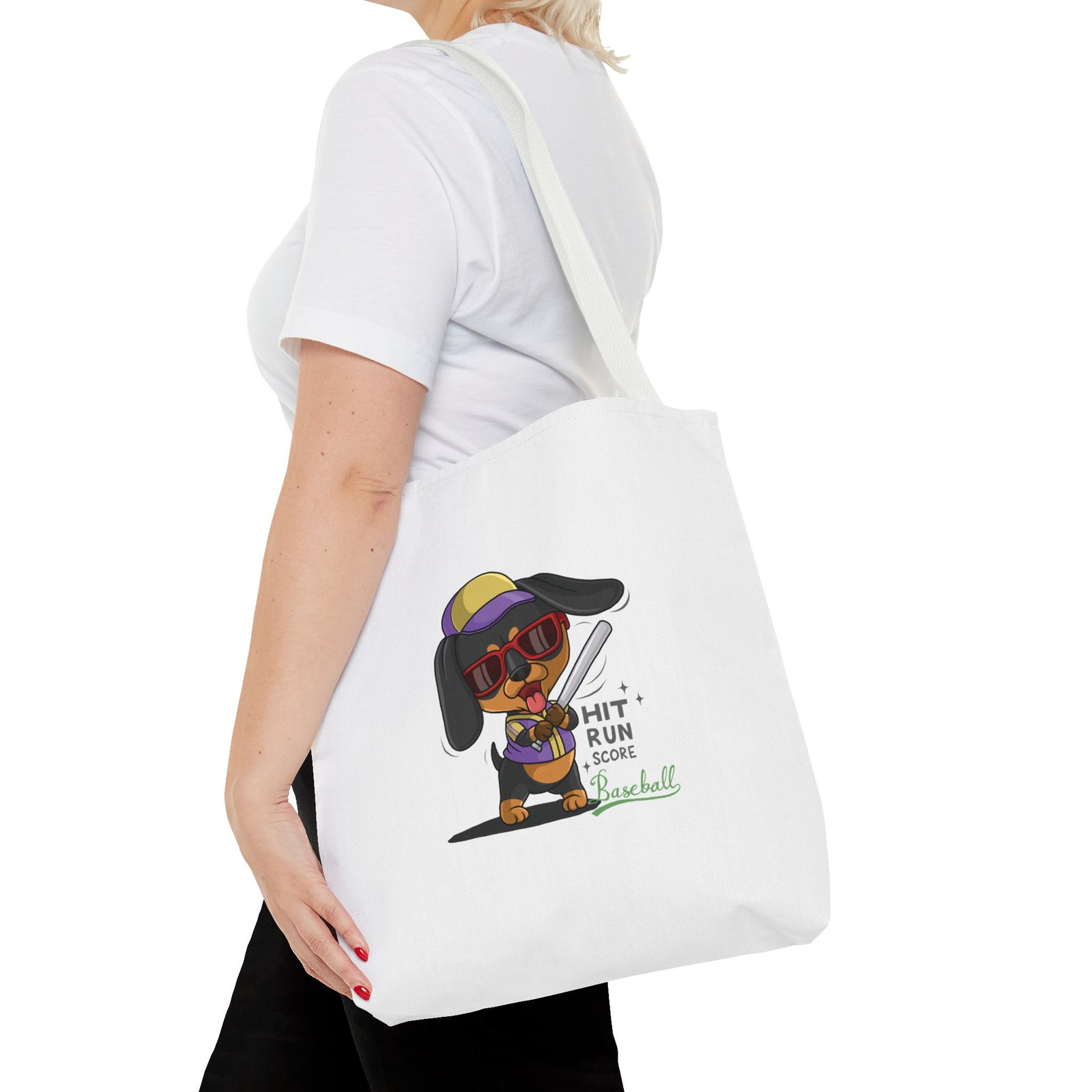 Playful Baseball Dog Hit and Run Graphic - Tote Bag - Image 8