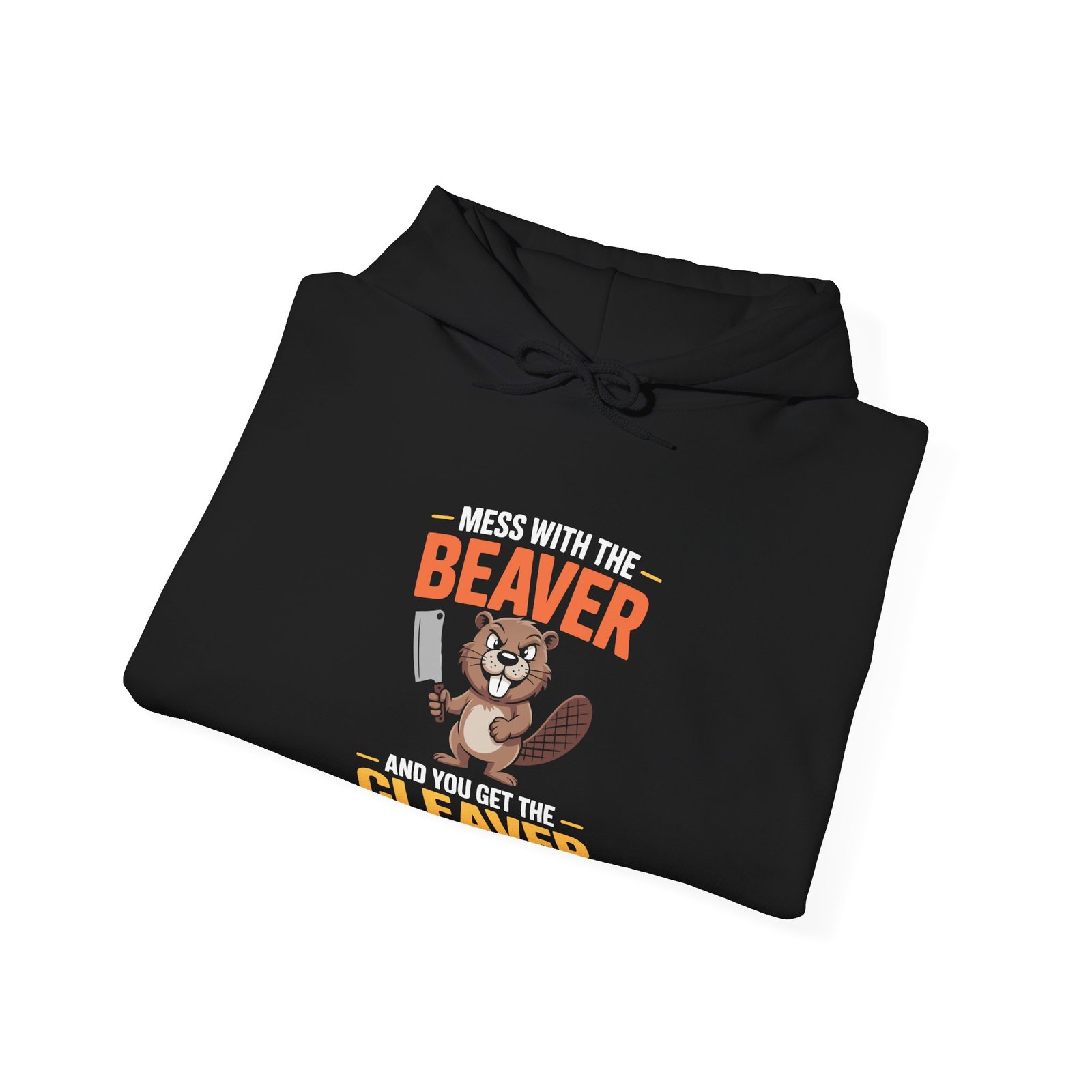 Angry Beaver Holding Meat Cleaver Graphic Design - Hoodie - Image 4