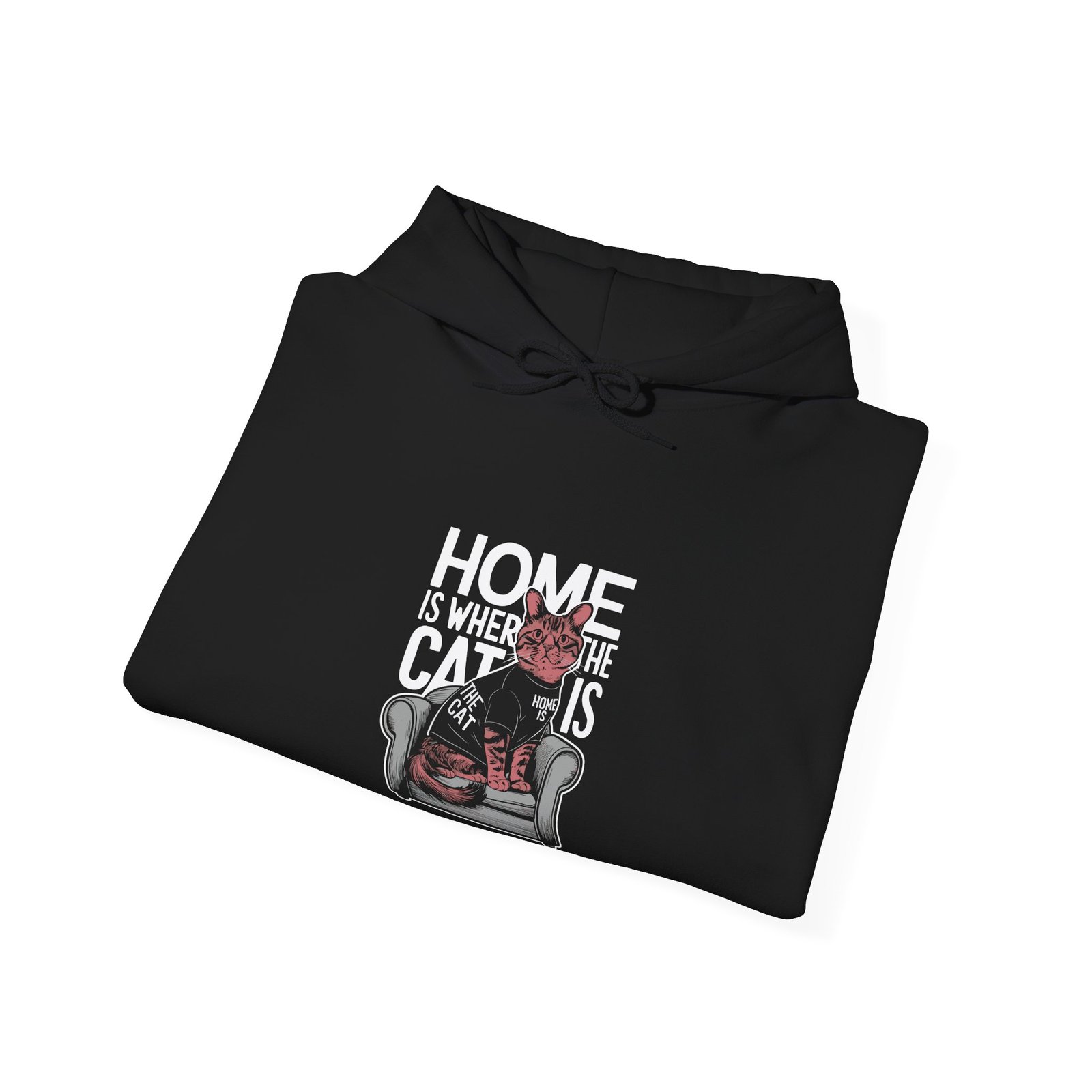 Home Is Where The Cat Is Cozy Cat Lover Graphic - Hoodie - Image 4