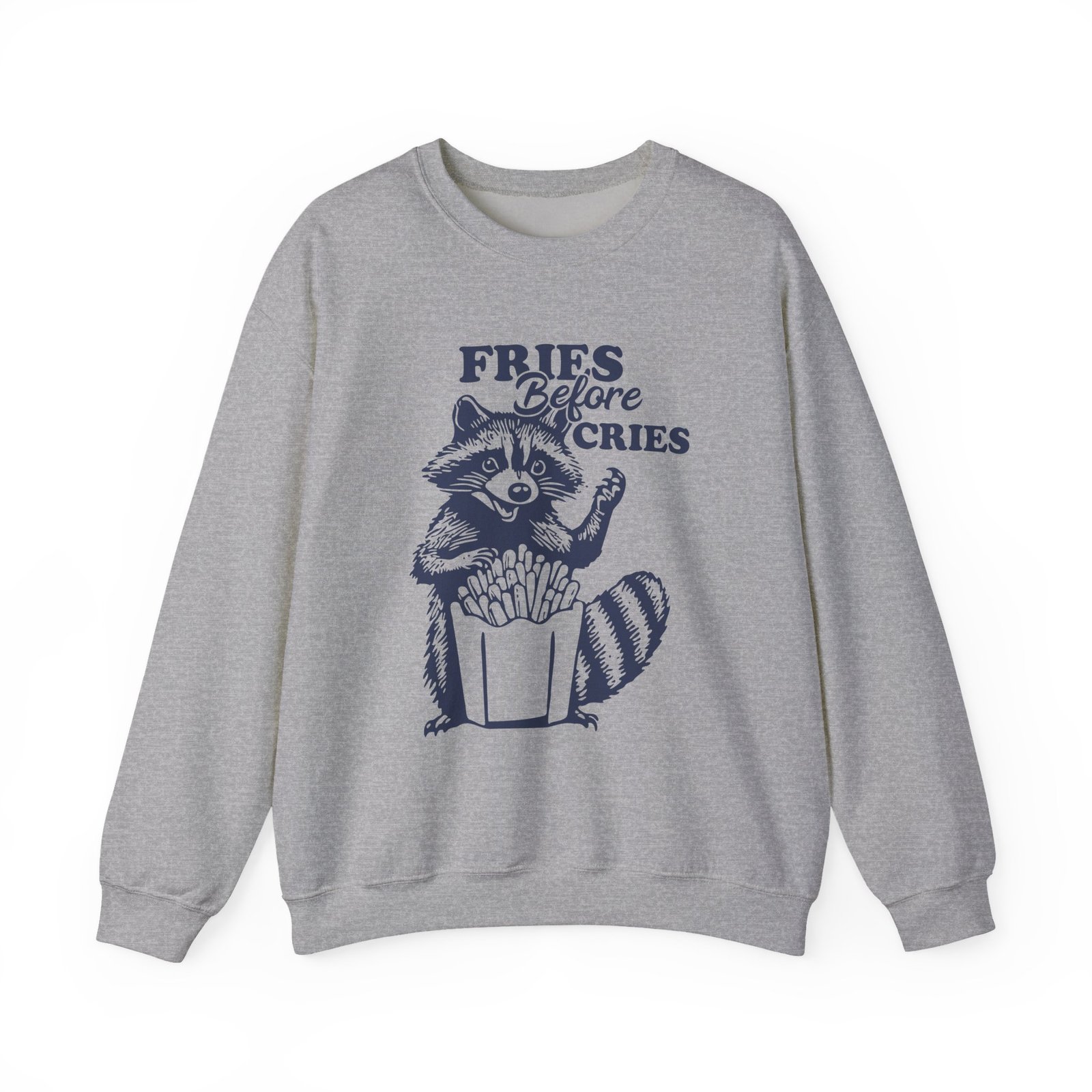 Funny Raccoon with Fries and Text Fries Before Cries - Sweatshirt - Image 9