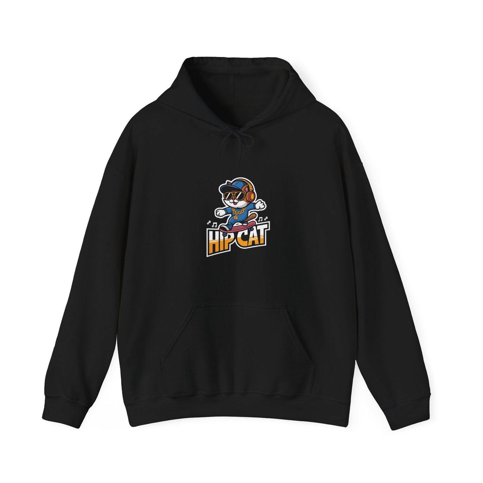 Hip Cat Wearing Stylish Headphones Graphic Design - Hoodie