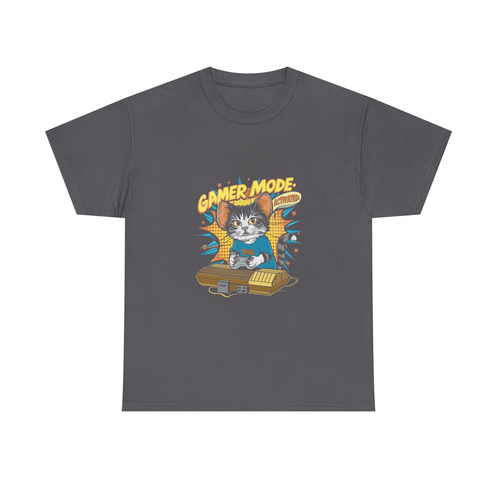 Gamer Mode Keyboard Cat with Headphones and Neon Lights - T-shirt - Image 5