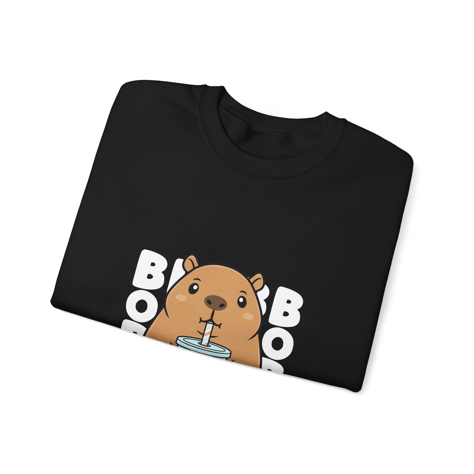 Adorable Cute Capybara Enjoying Refreshing Boba Tea - Sweatshirt - Image 3