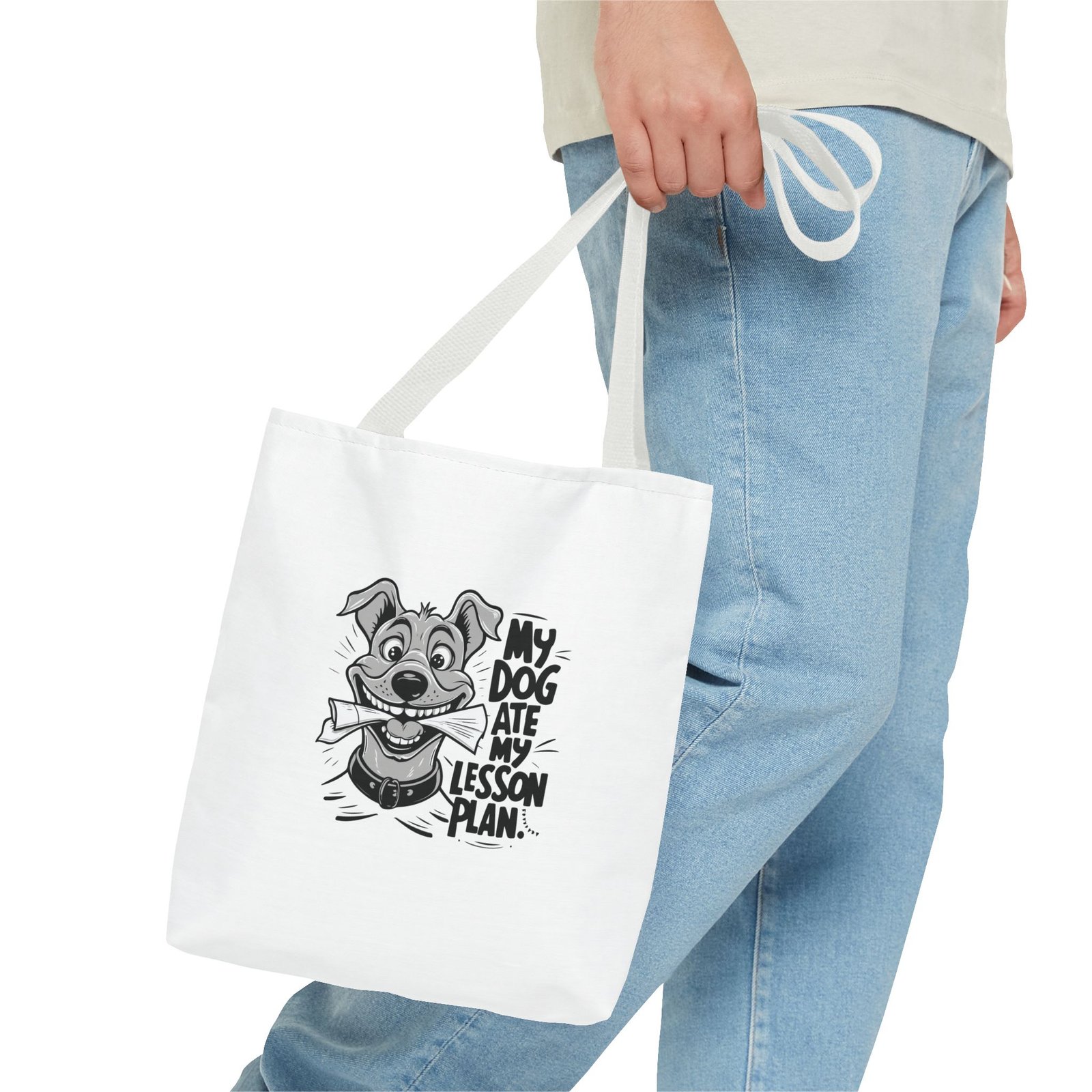 Playful My Dog Ate My Lesson Plan Funny Teacher Design - Tote Bag - Image 3
