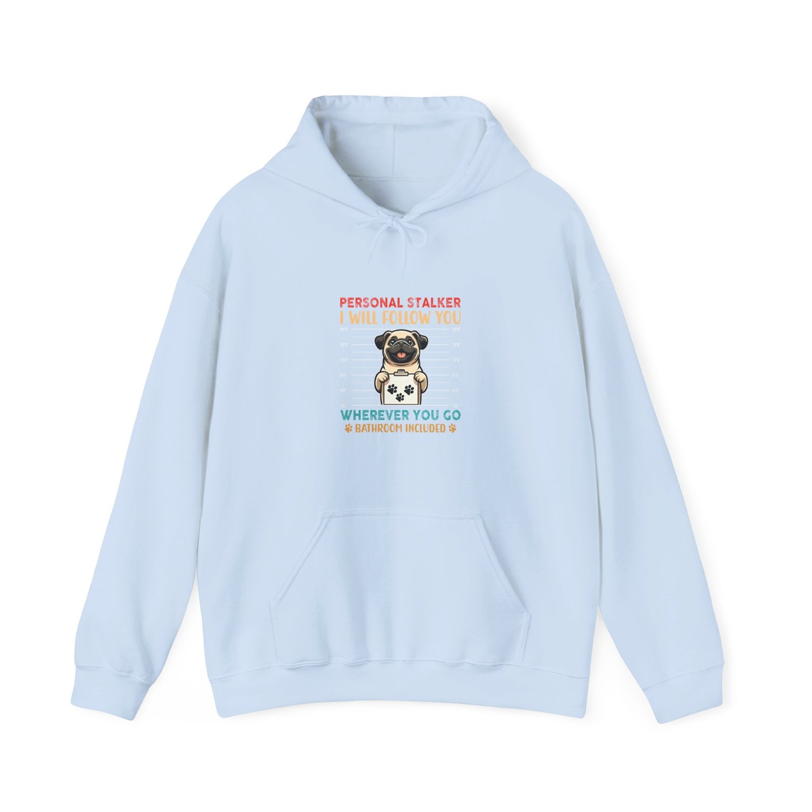 Funny Stalker Pug Mugshot Illustration with Cute Canine Character - Hoodie - Image 9