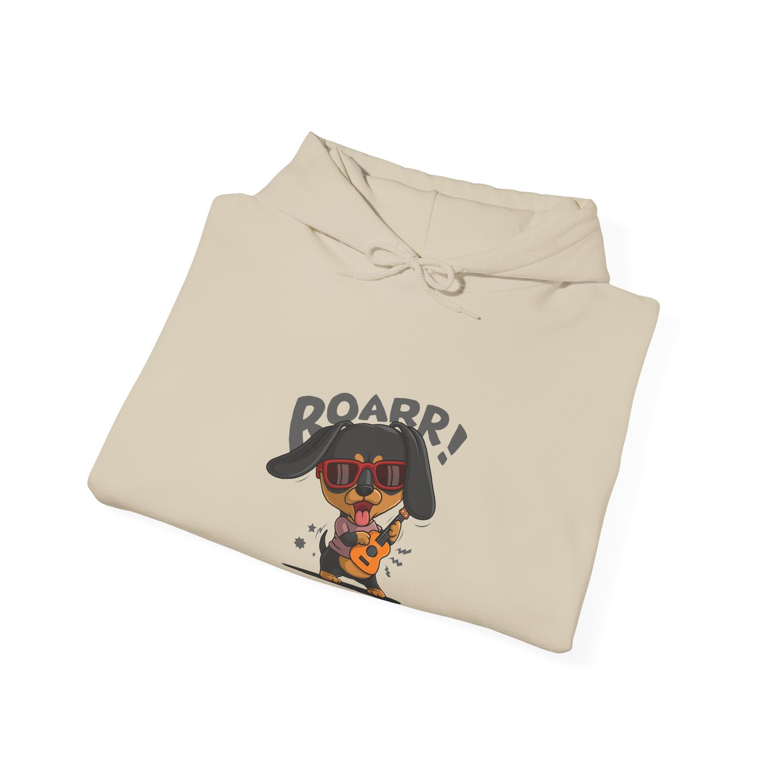 Roaring Dog Playing Electric Guitar Graphic Art - Hoodie - Image 8