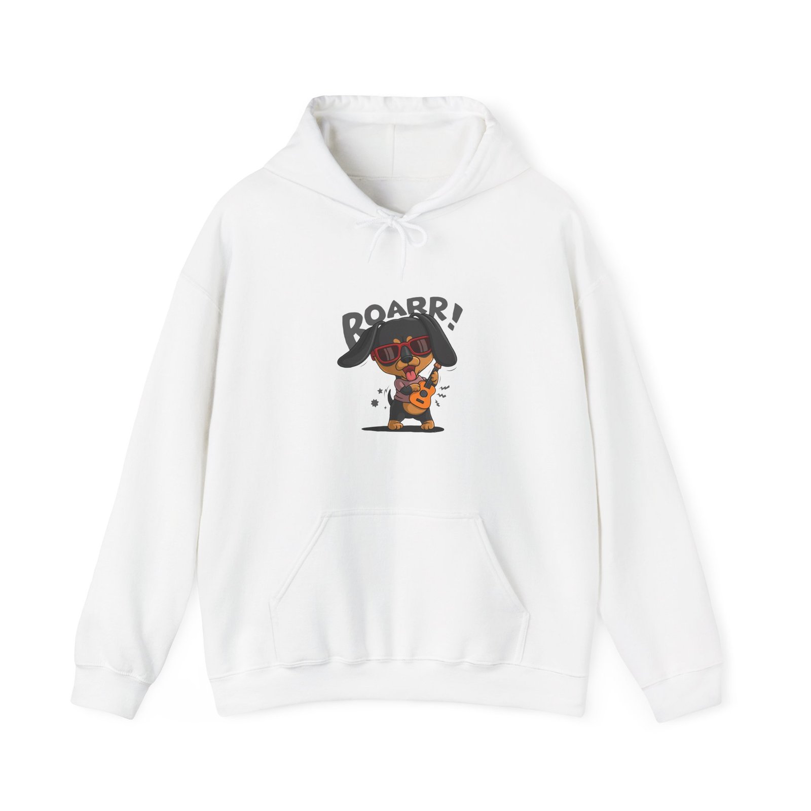 Roaring Dog Playing Electric Guitar Graphic Art - Hoodie