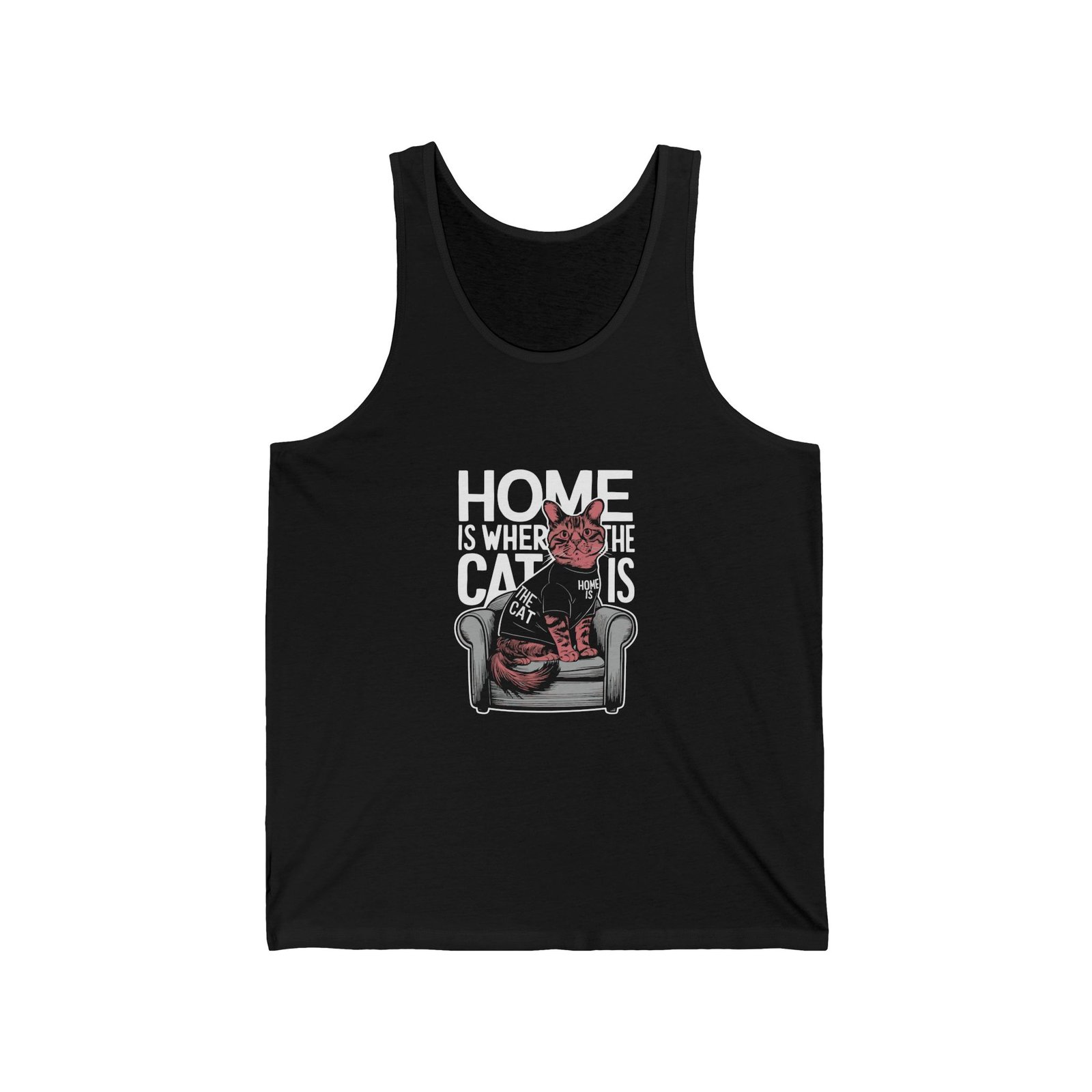 Home Is Where The Cat Is Cozy Cat Lover Graphic - Tank Top