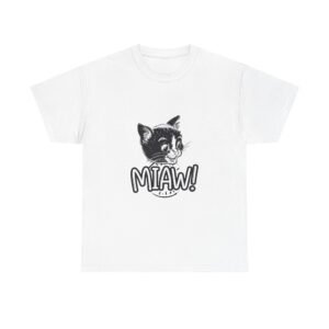 Black Cat Meow Playful Cat Illustration - T-shirt