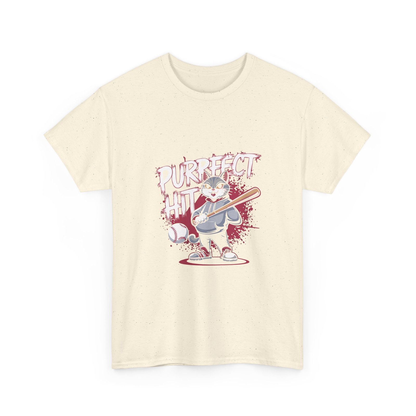 Cute Cartoon Cat Taking a Purrfect Baseball Swing - T-shirt - Image 7