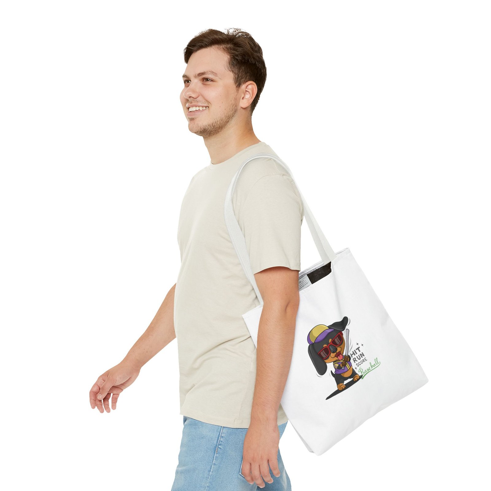 Playful Baseball Dog Hit and Run Graphic - Tote Bag - Image 7