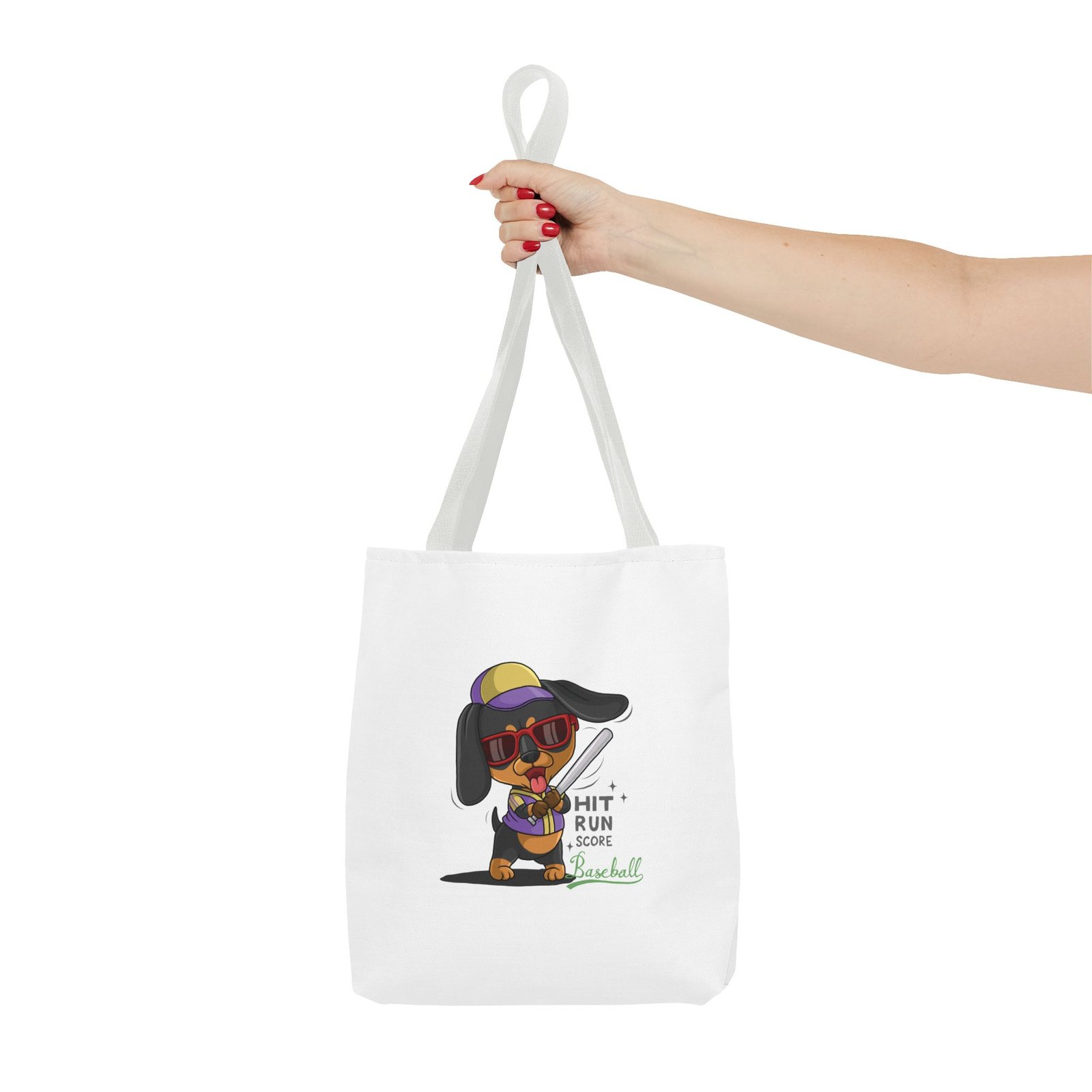 Playful Baseball Dog Hit and Run Graphic - Tote Bag - Image 4