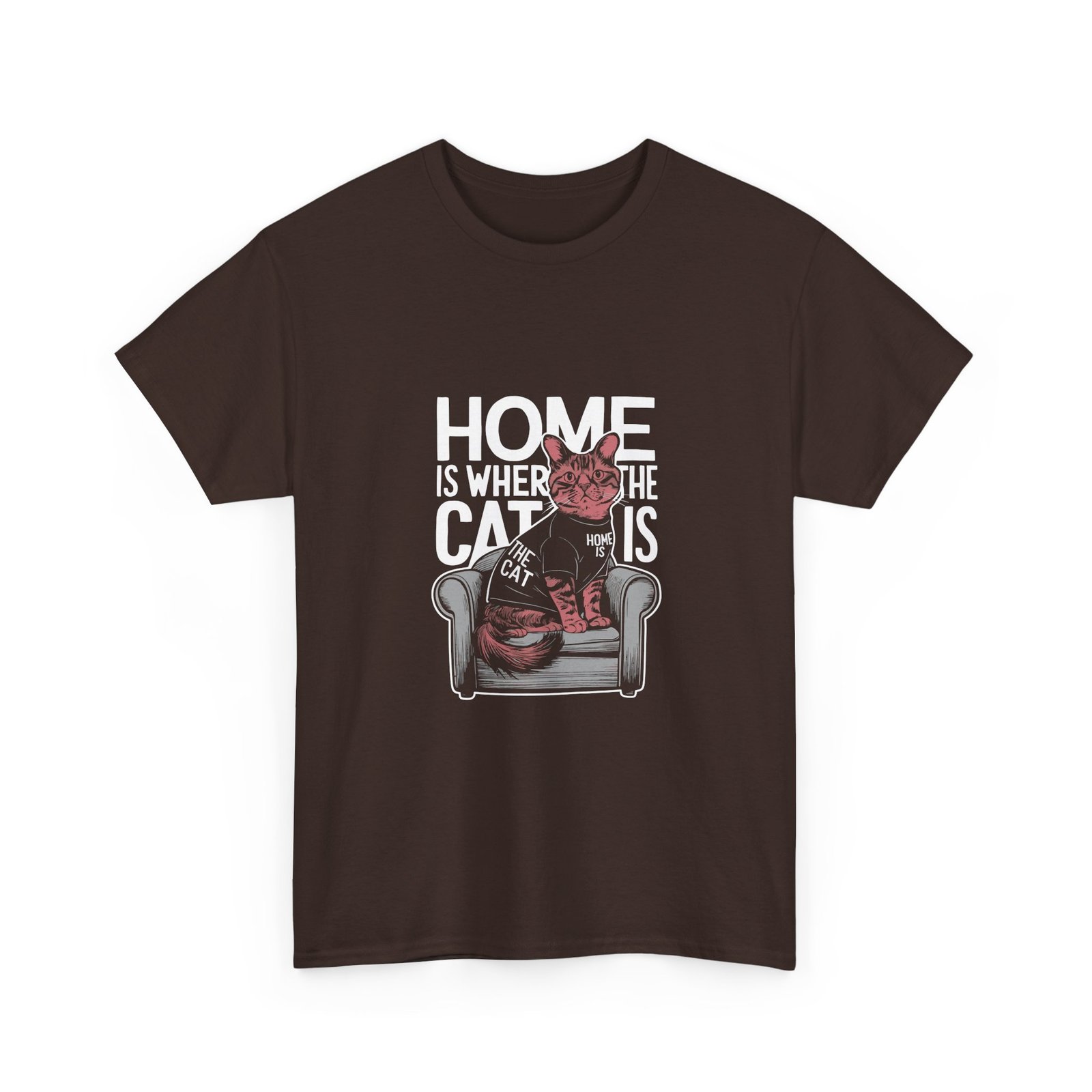Home Is Where The Cat Is Cozy Cat Lover Graphic - T-shirt - Image 3