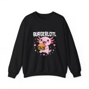Adorable Axolotl Holding a Delicious Tasty Burger Illustration - Sweatshirt