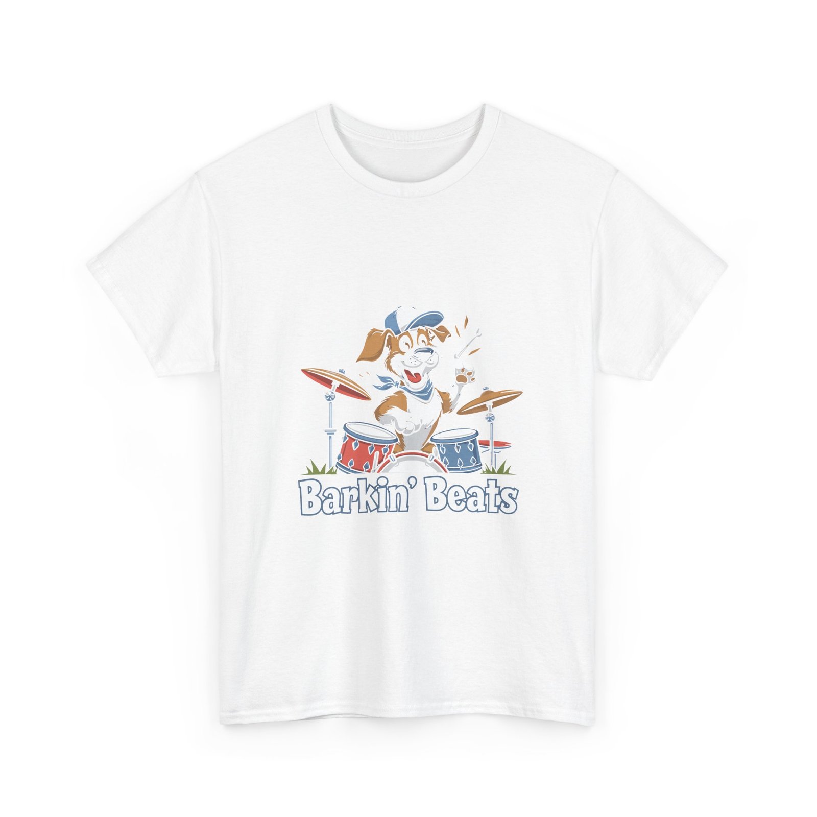 Barkin Beats Playful Drumming Dog Cartoon Design - T-shirt - Image 3
