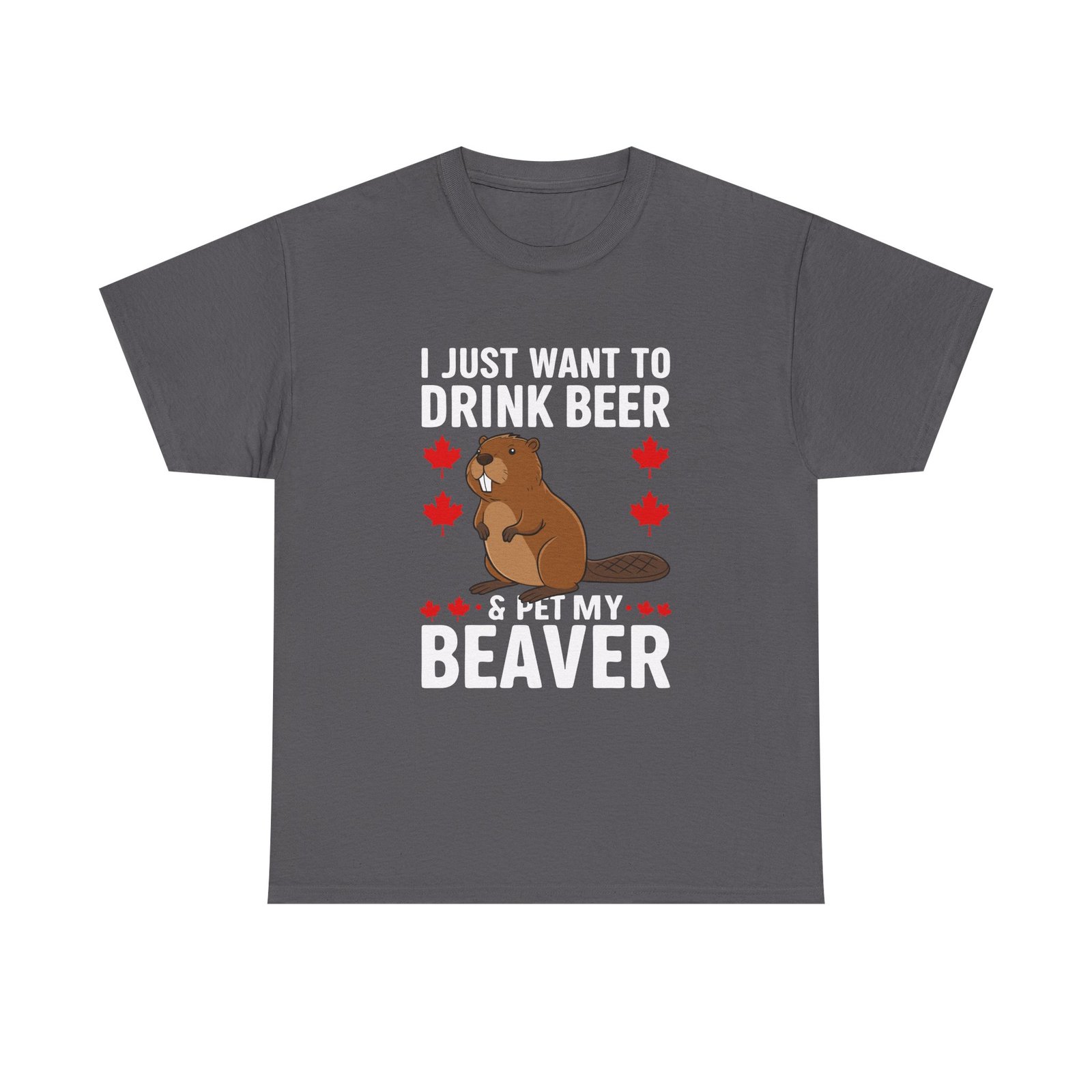 Funny Cartoon Beaver Enjoying Beer in Canada Design- T-shirt - Image 5