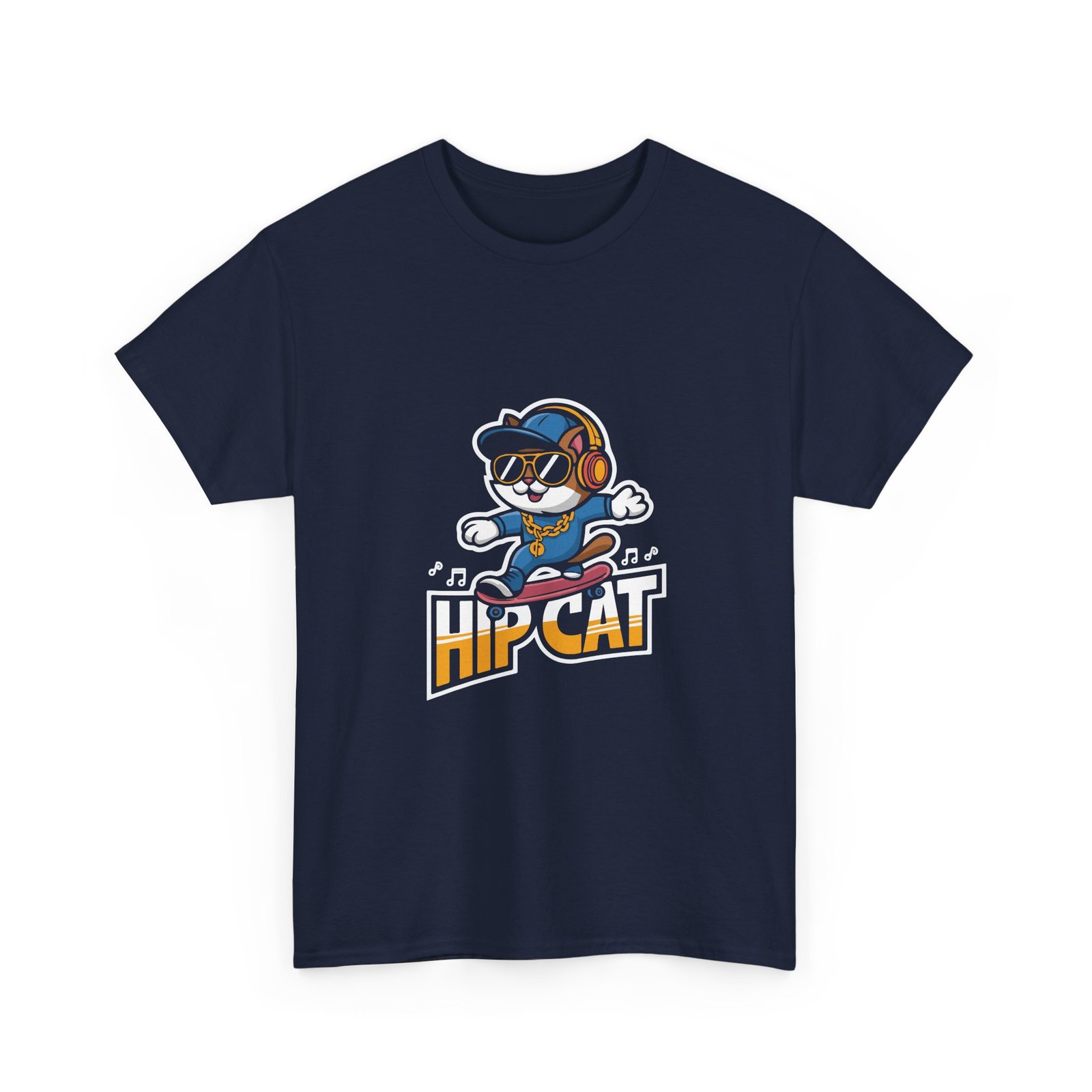 Hip Cat Wearing Stylish Headphones Graphic Design - T-shirt - Image 11