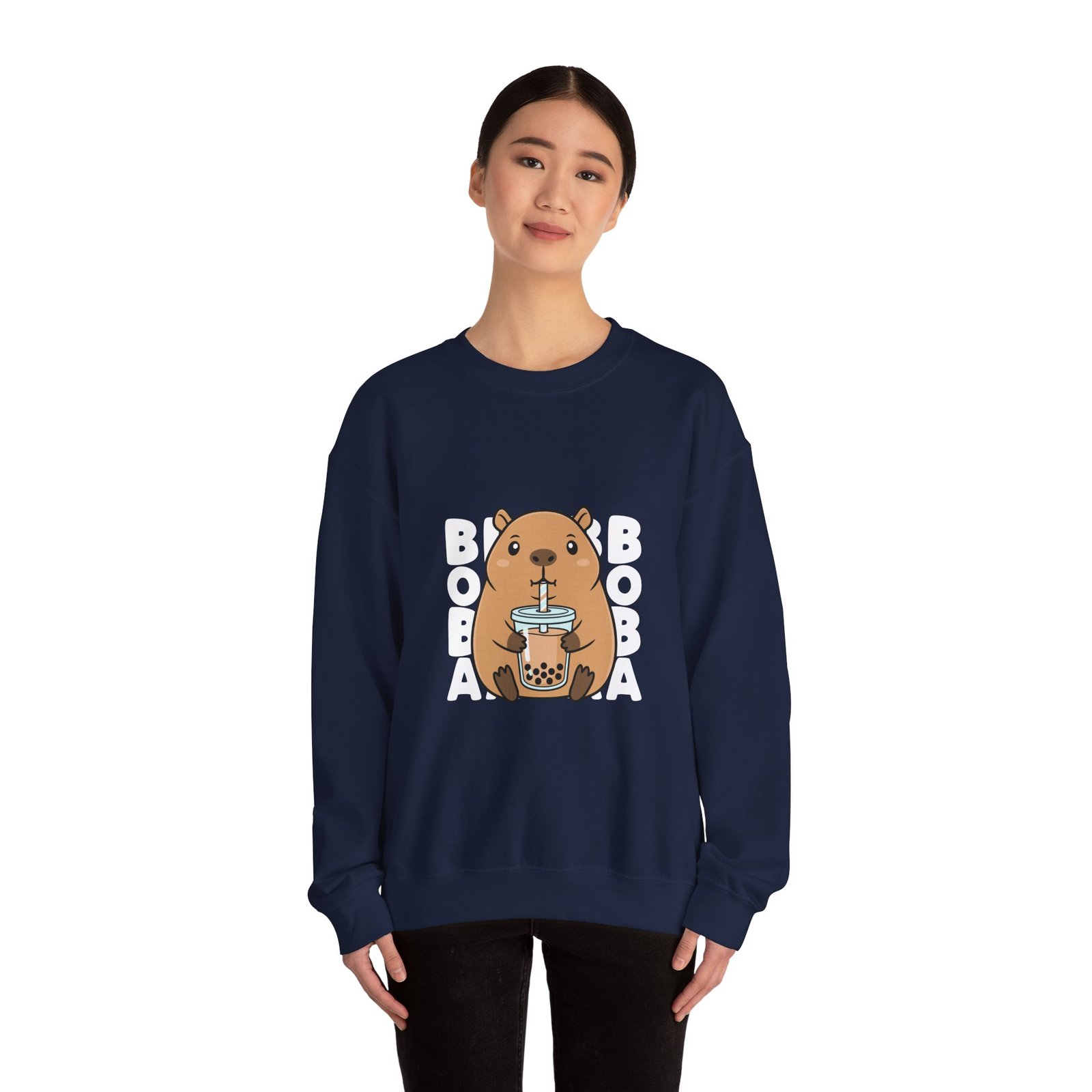 Adorable Cute Capybara Enjoying Refreshing Boba Tea - Sweatshirt - Image 12